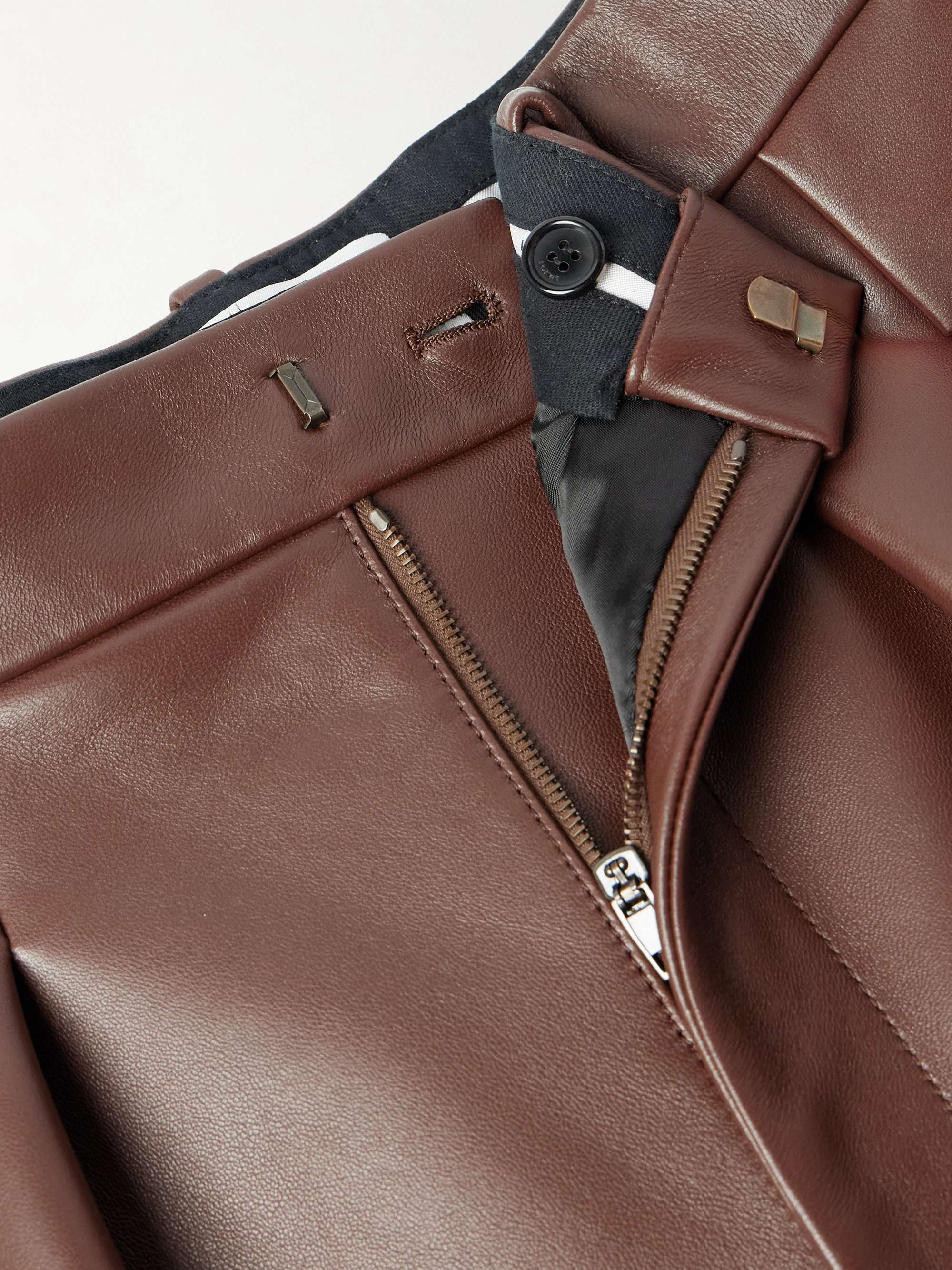 LOEWE Straight-Leg Pleated Leather Tousers for Men | MR PORTER LOEWE Straight-Leg Pleated Leather Tousers for Men | MR PORTER