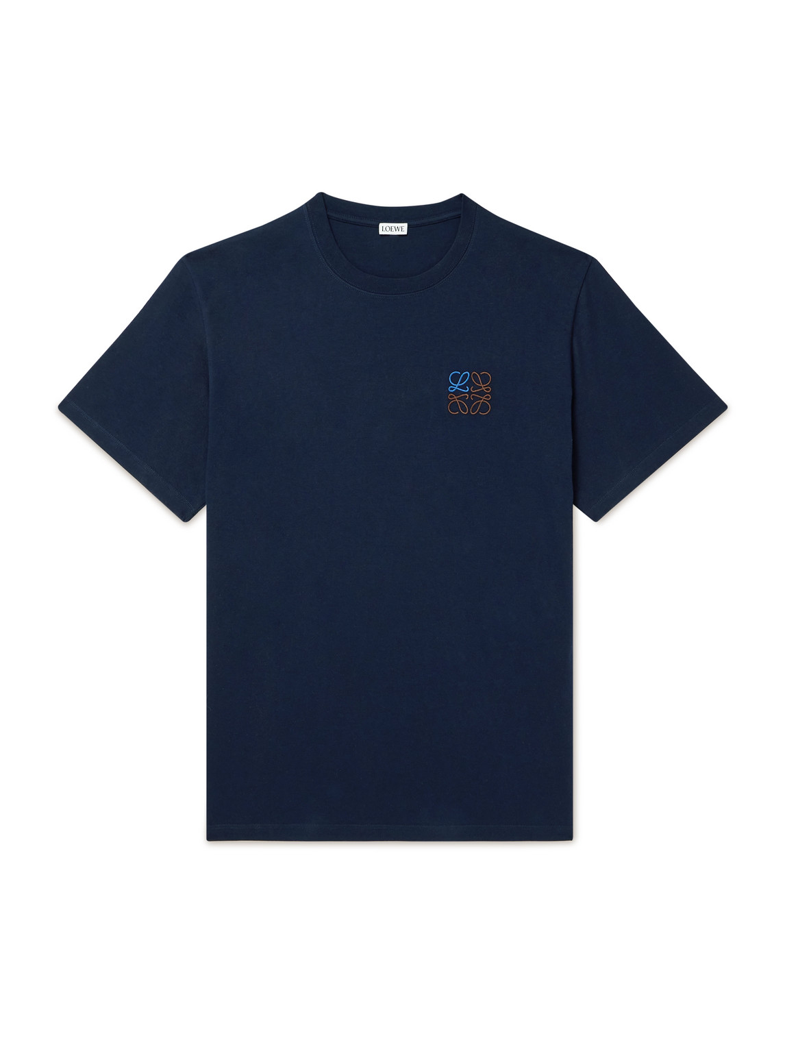 Loewe Slim-fit Logo-embroidered Cotton-jersey T-shirt In Blue