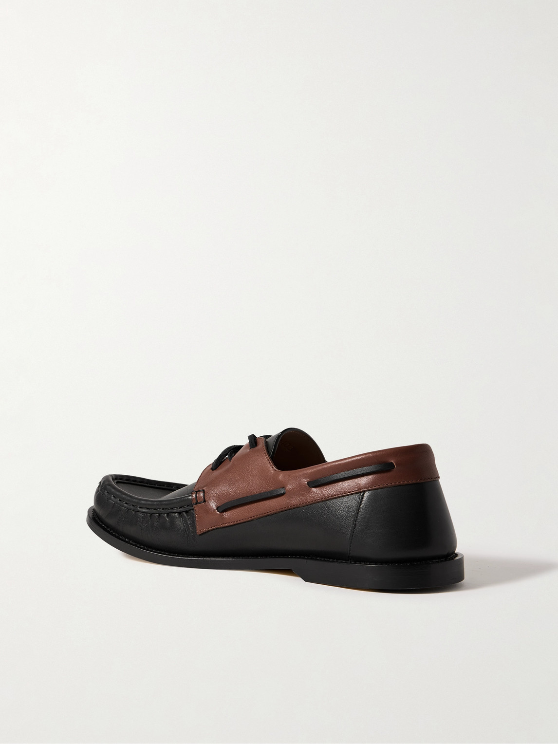 Loewe Sculpted Black Leather Shoes With Brown Accents In Brown