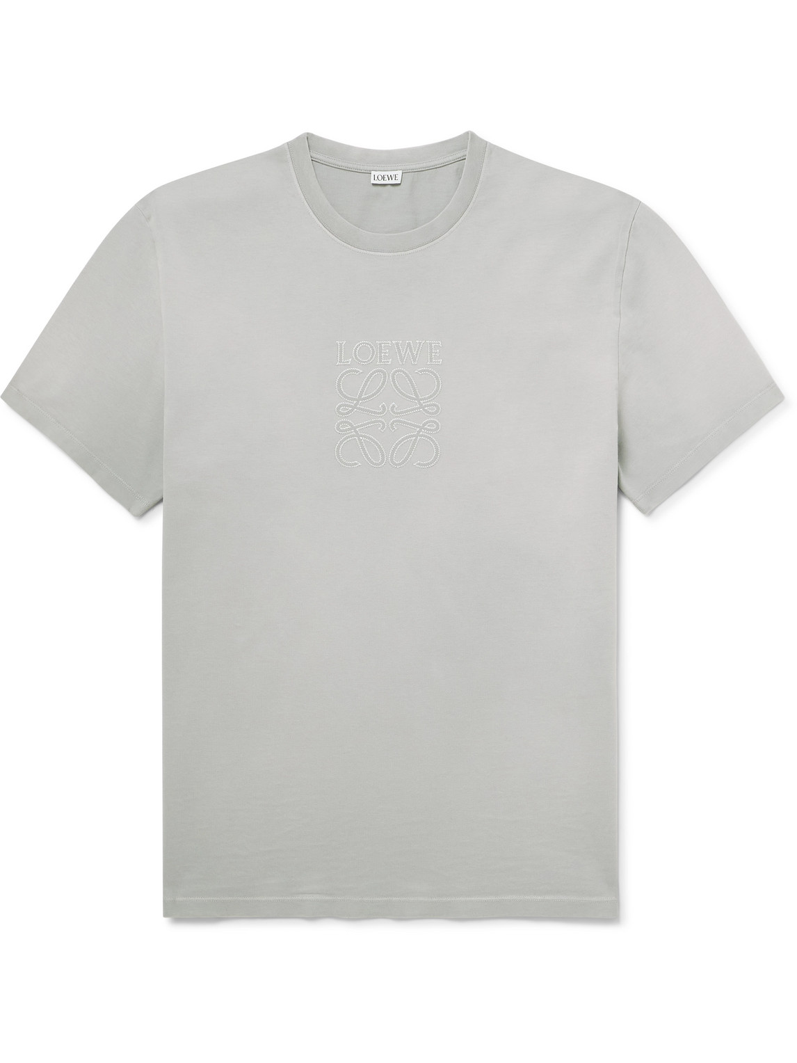 Loewe Logo-embroidered Cotton-jersey T-shirt In Grey