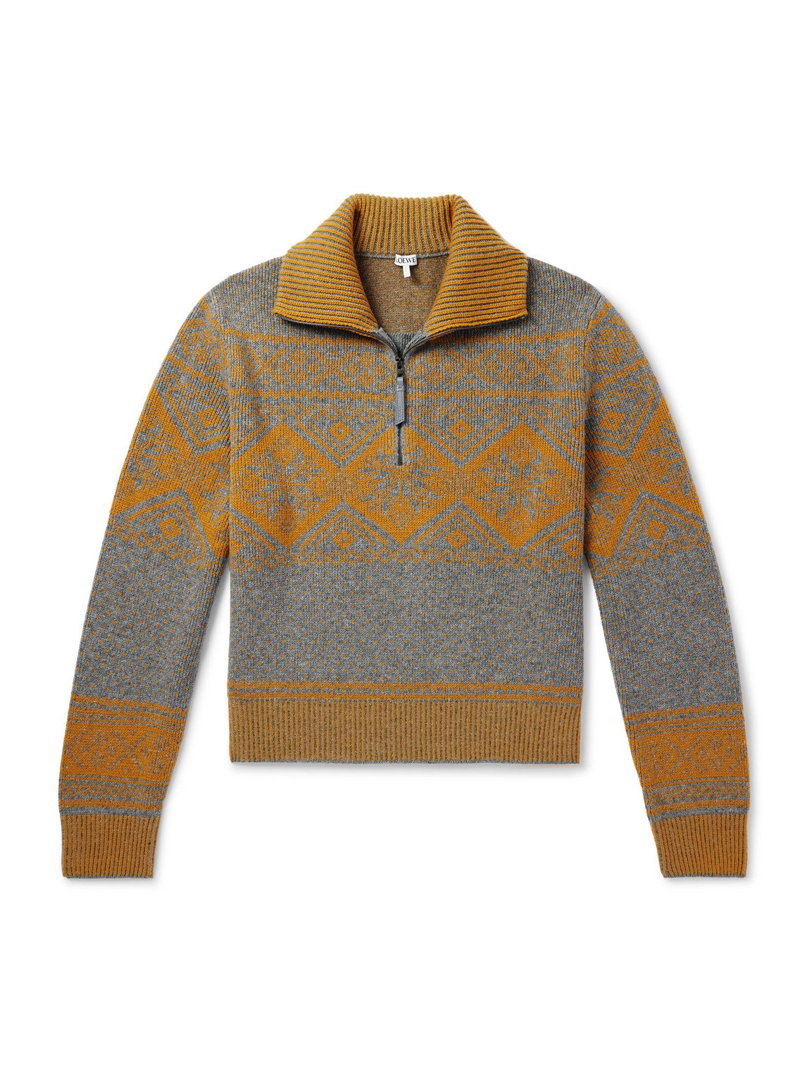 Loewe Jacquard-knit Wool And Cashemere-blend Zip-up Sweater In Gray