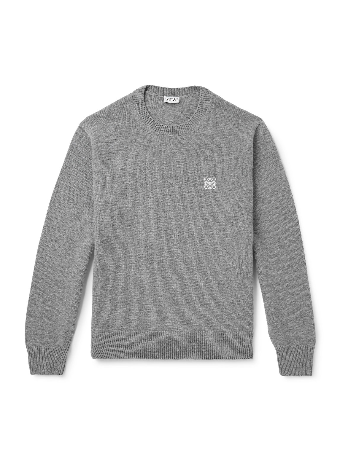 Loewe Anagram Logo-embroidered Wool Jumper In Grey