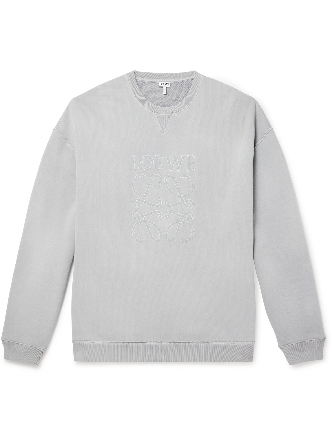 Loewe Logo-embroidered Cotton-jersey Sweatshirt In Grey