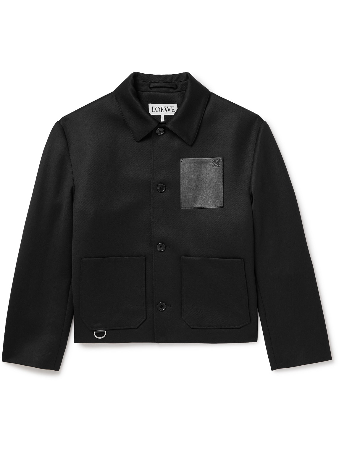 Loewe Leather-trimmed Wool-twill Jacket In Black