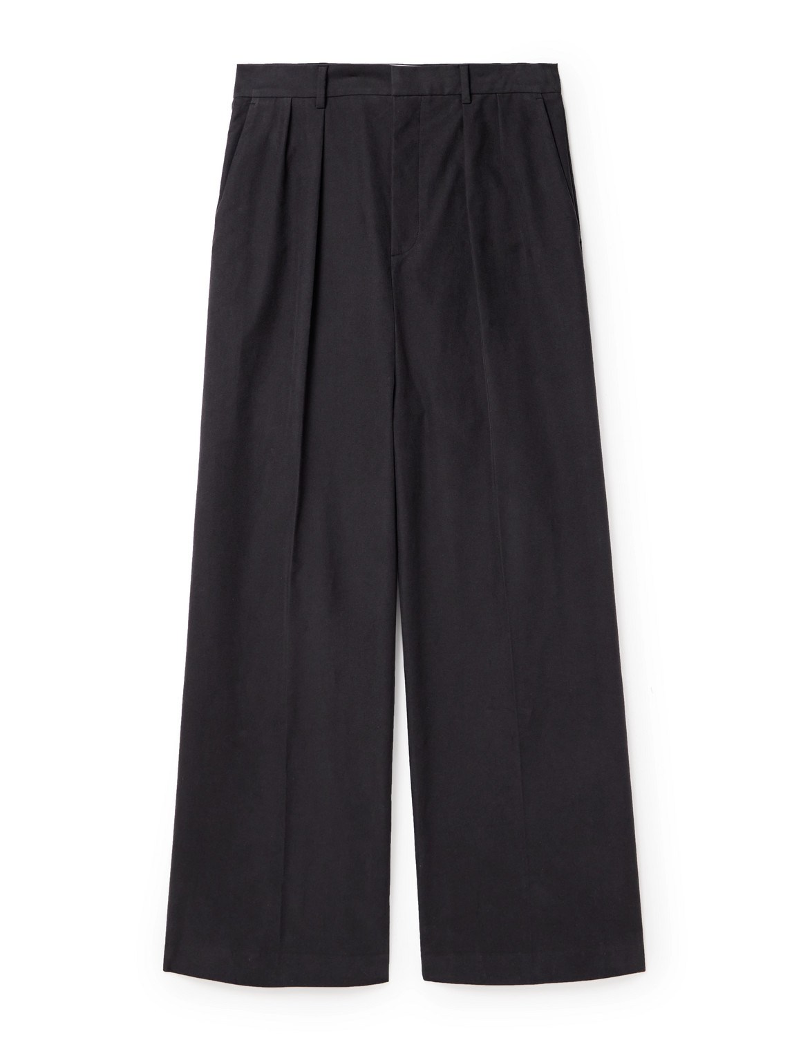 Loewe Straight-leg Pleated Cotton-blend Moleskin Trousers In Gray