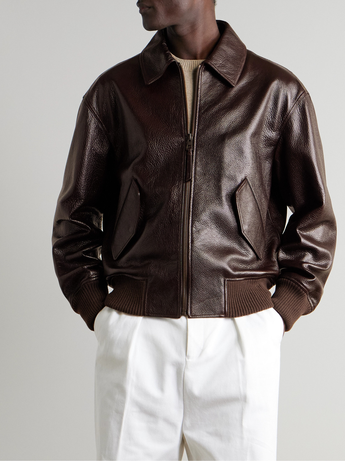 LOEWE - Textured-Leather Jacket - Curated Menswear