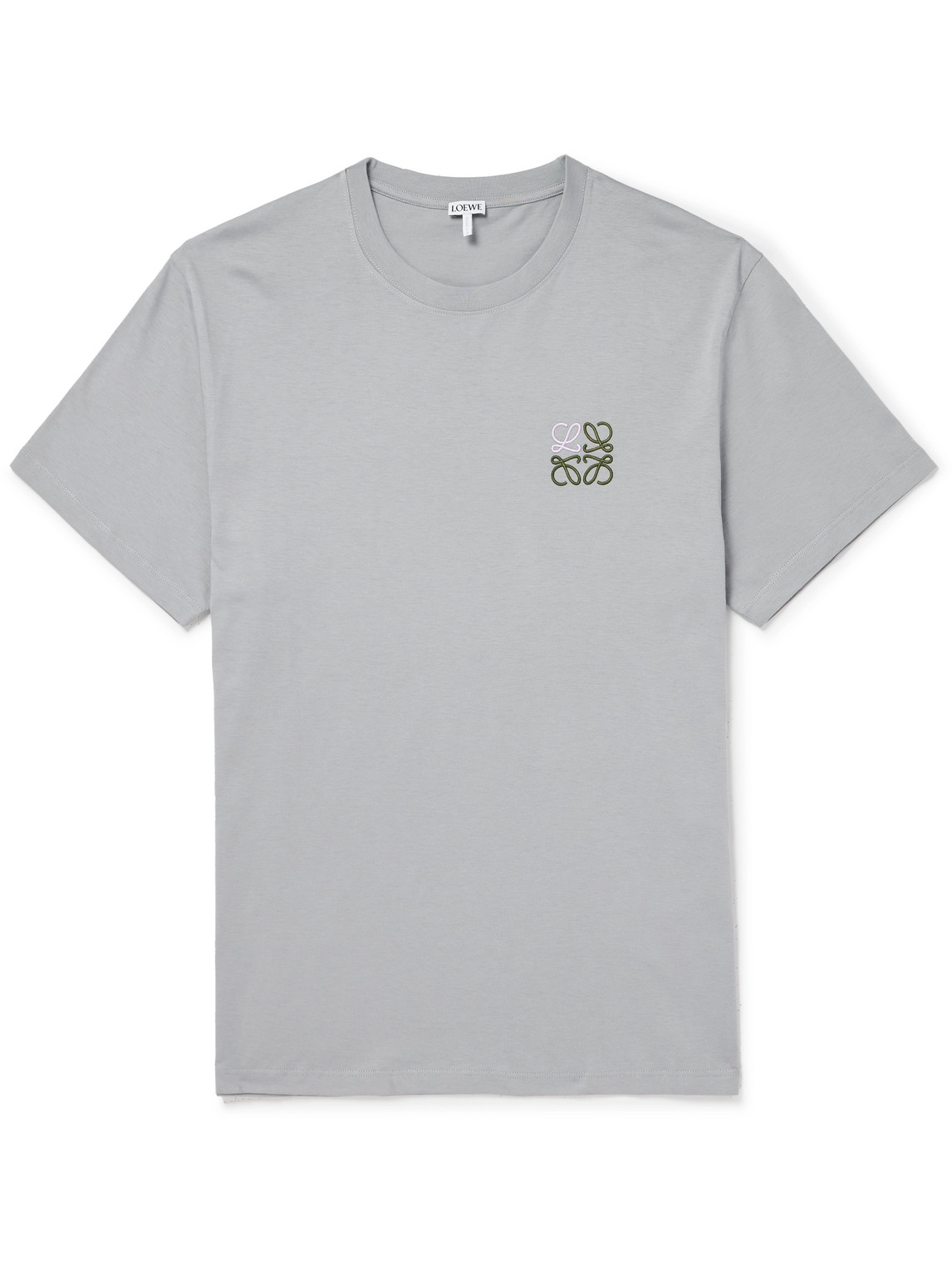 Loewe Slim-fit Logo-embroidered Cotton-jersey T-shirt In Grey