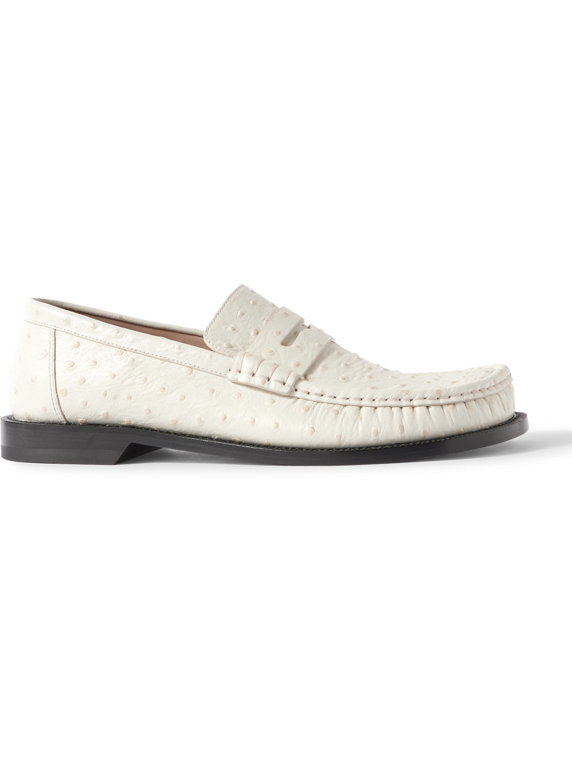 Loewe Campo Ostrich-effect Leather Penny Loafers In Neutrals