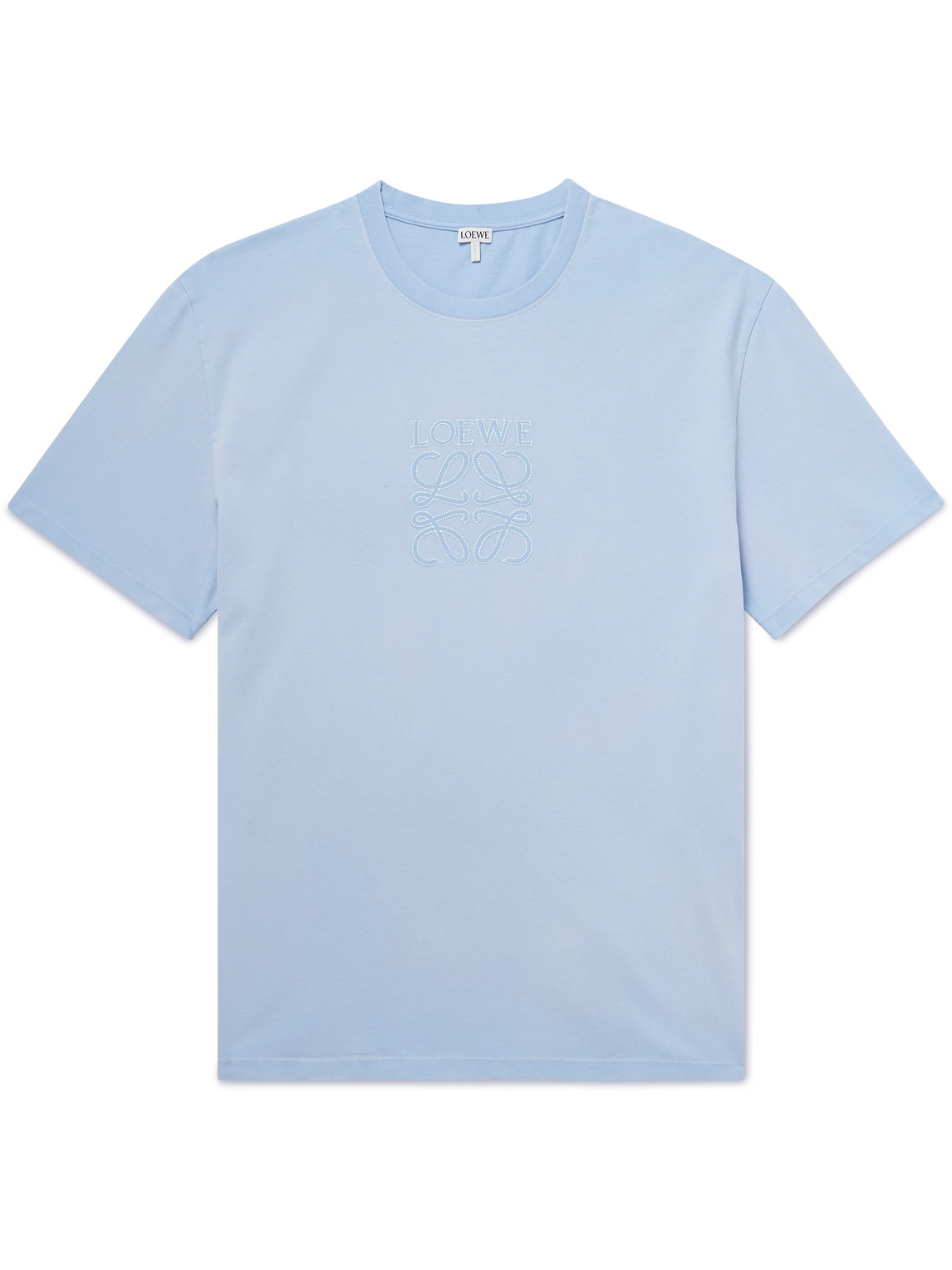Loewe Logo-embroidered Cotton-jersey T-shirt In Blue