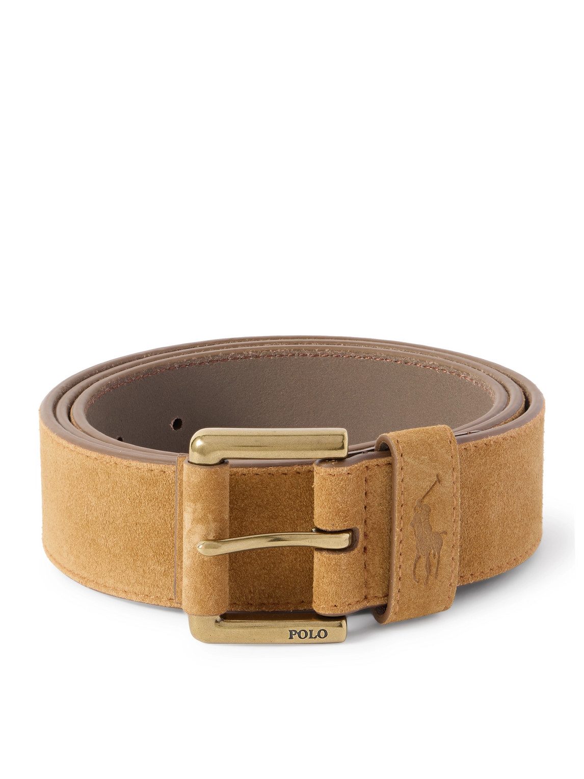 Polo Ralph Lauren Logo-debossed Suede Belt In Brown