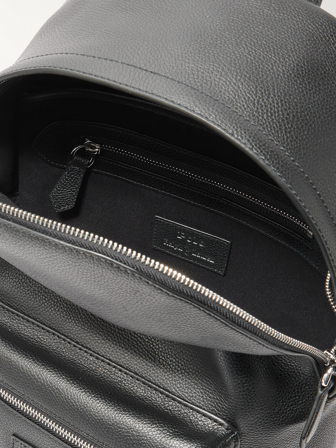 Polo Ralph Lauren Large Dome-shaped Backpack In Smooth Leather In Black