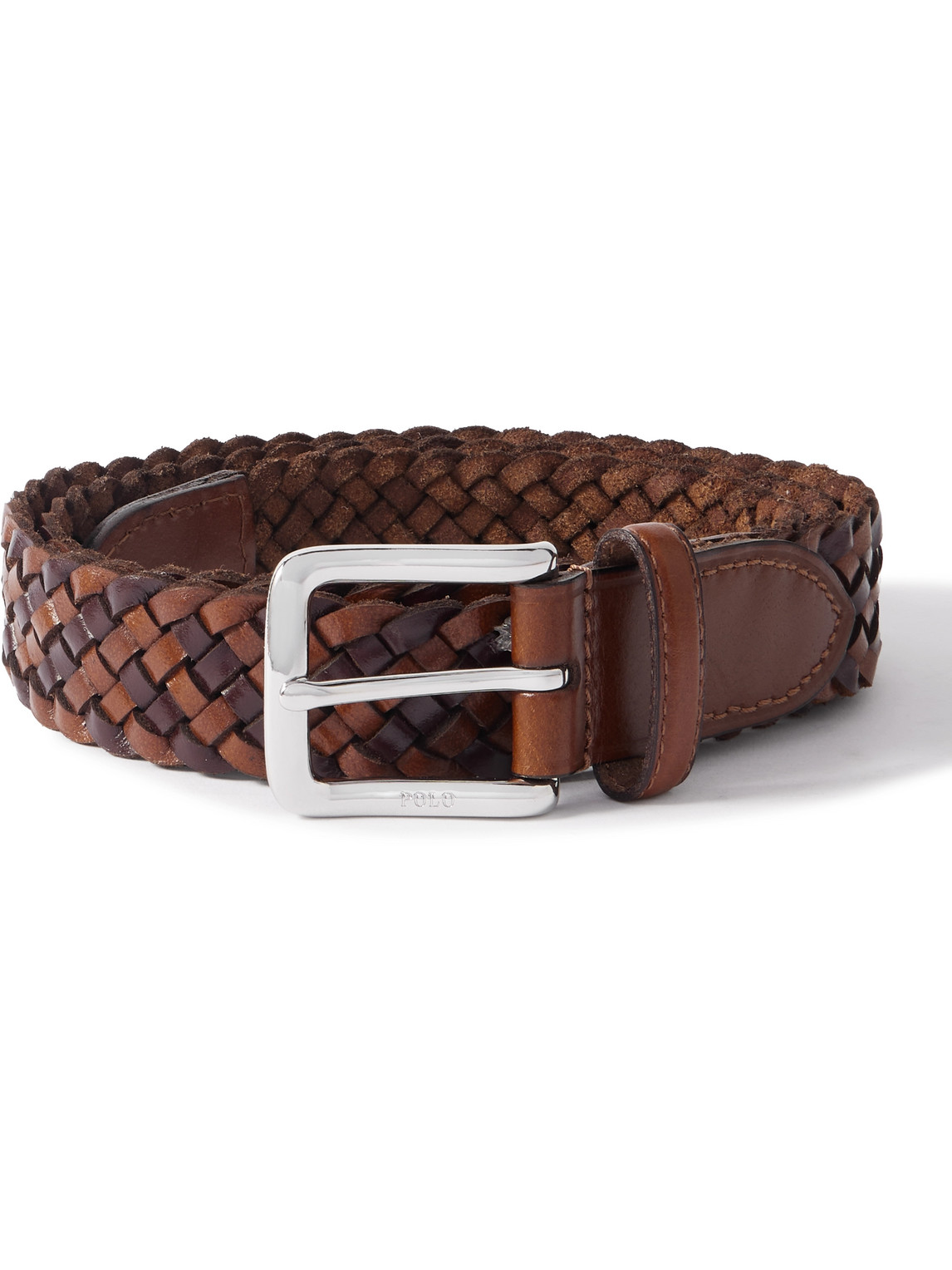 Polo Ralph Lauren Westend 3.5cm Woven Leather Belt In Brown