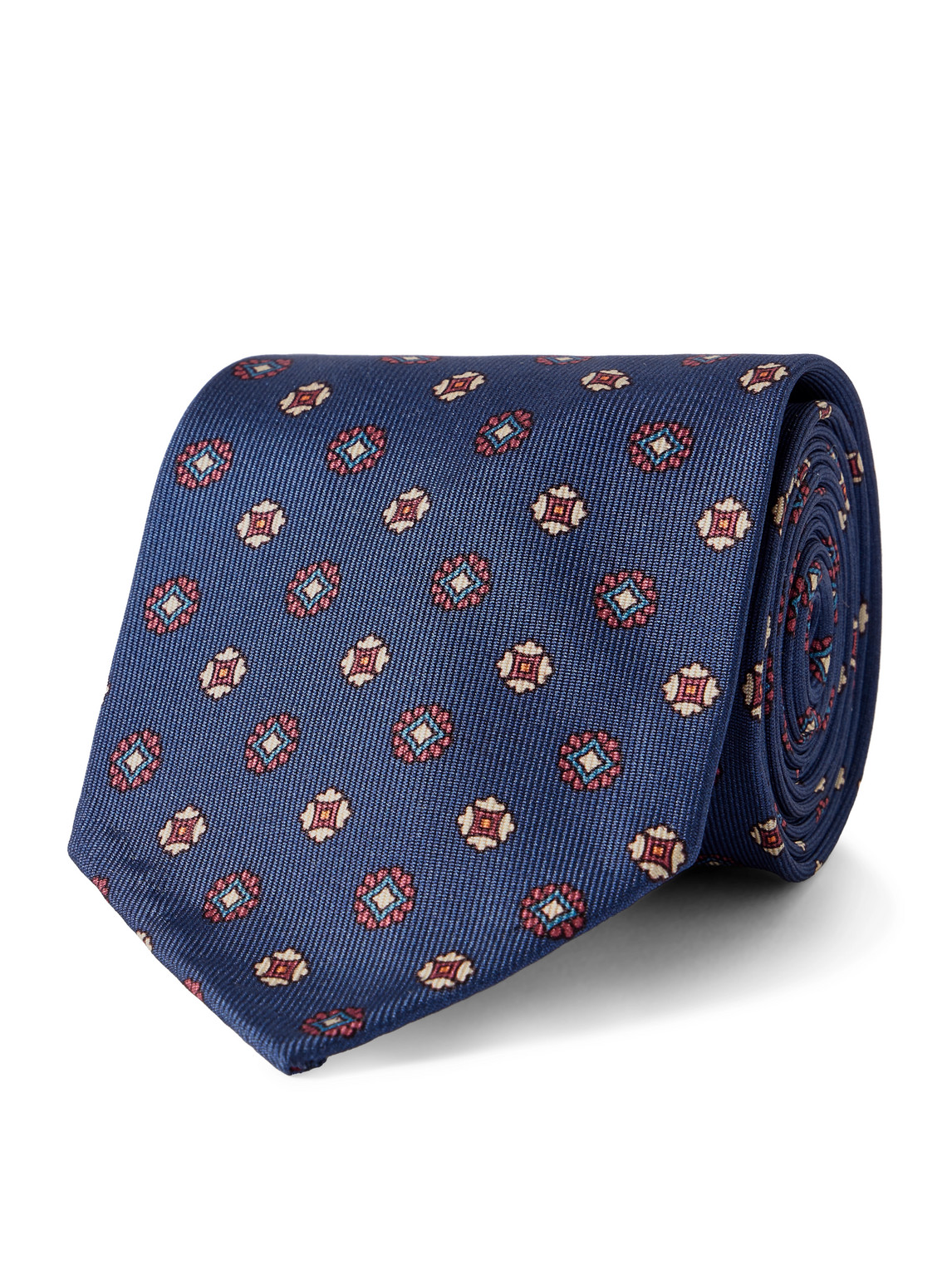 Rubinacci 7.5cm Printed Silk-twill Tie In Blue