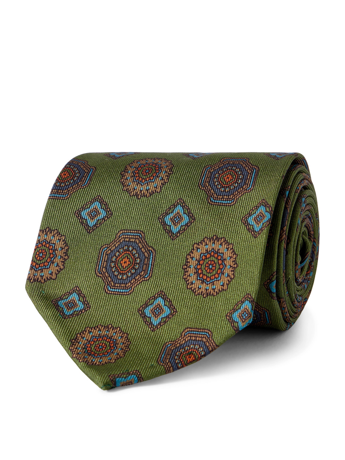 Rubinacci 8cm Printed Silk-twill Tie In Green