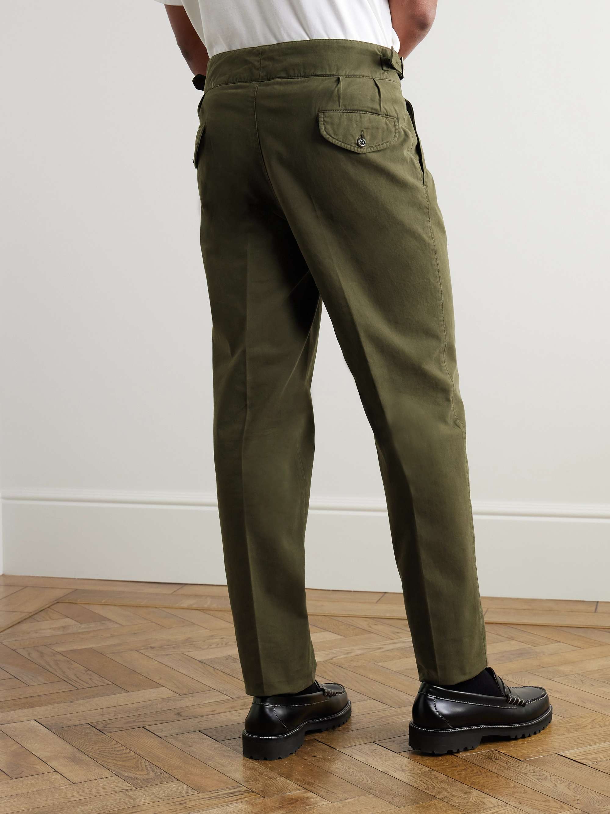 RUBINACCI Manny Tapered Pleated Cotton-Twill Trousers