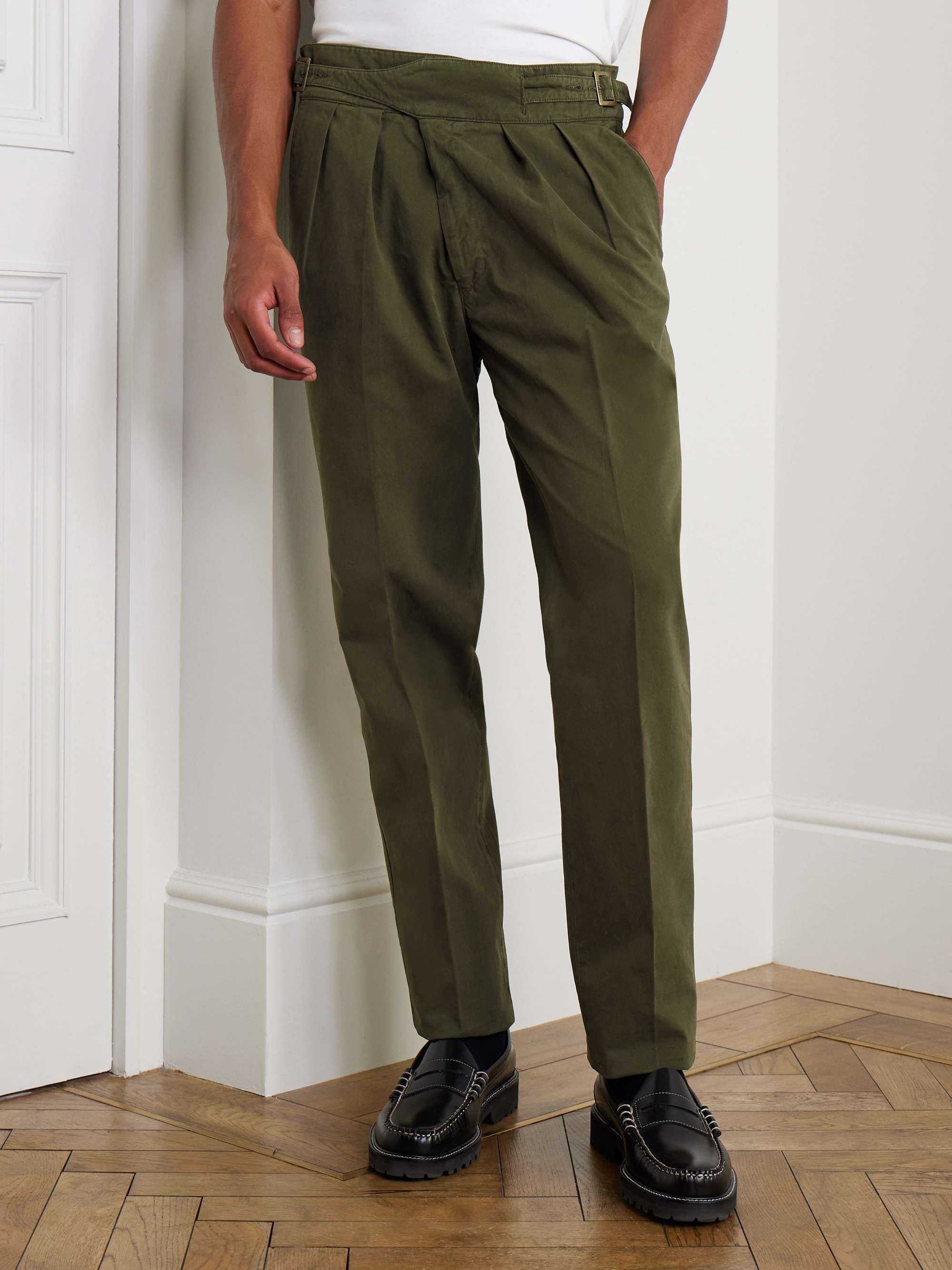 RUBINACCI Manny Tapered Pleated Cotton-Twill Trousers