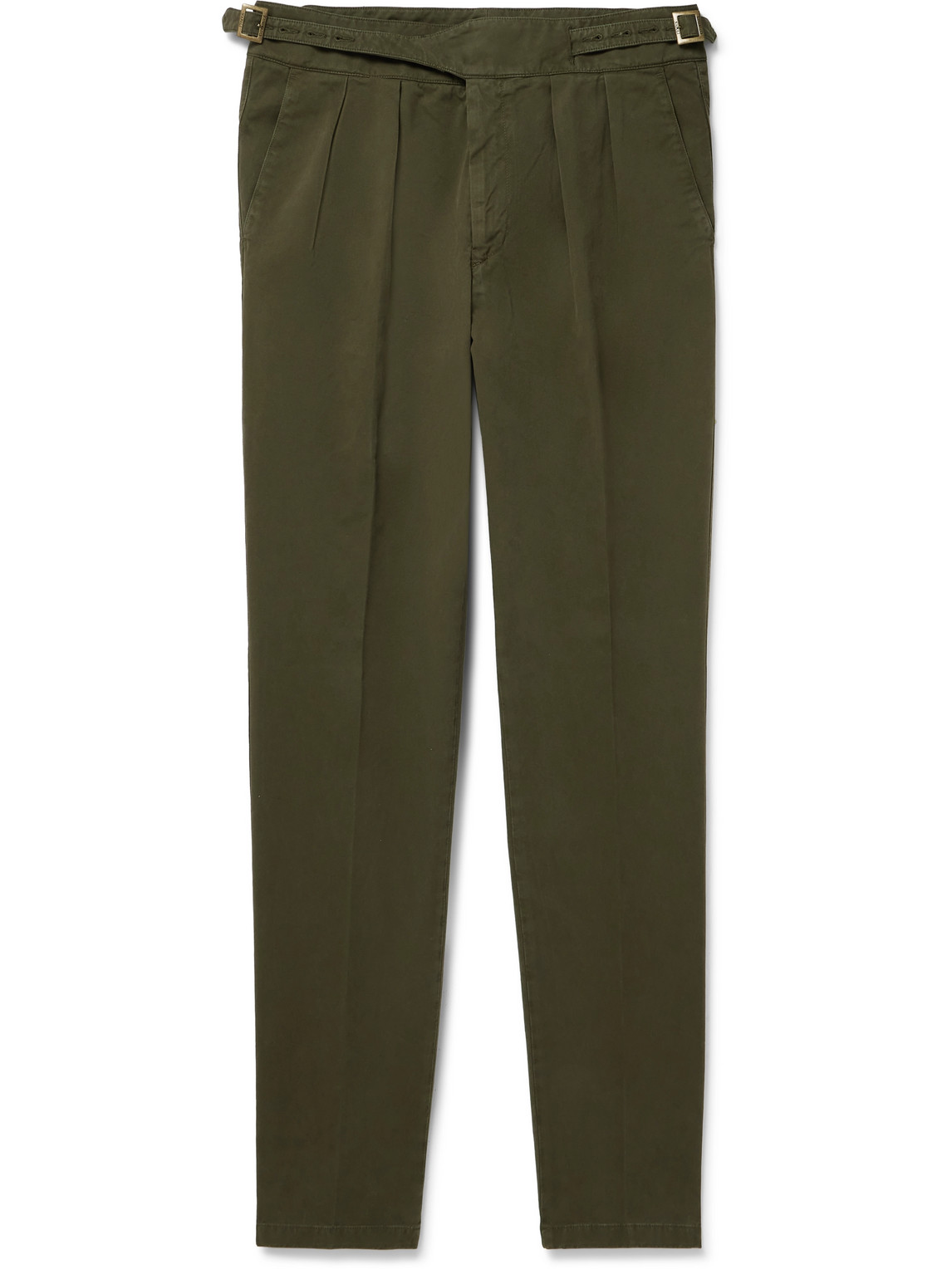Manny Tapered Pleated Cotton-Twill Trousers