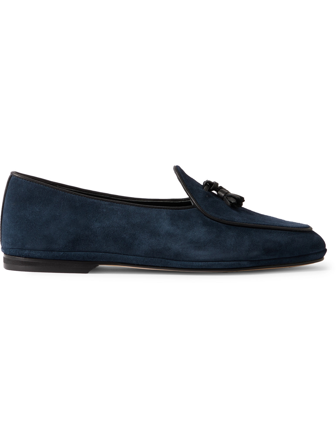 Tasselled Leather-Trimmed Suede Loafers