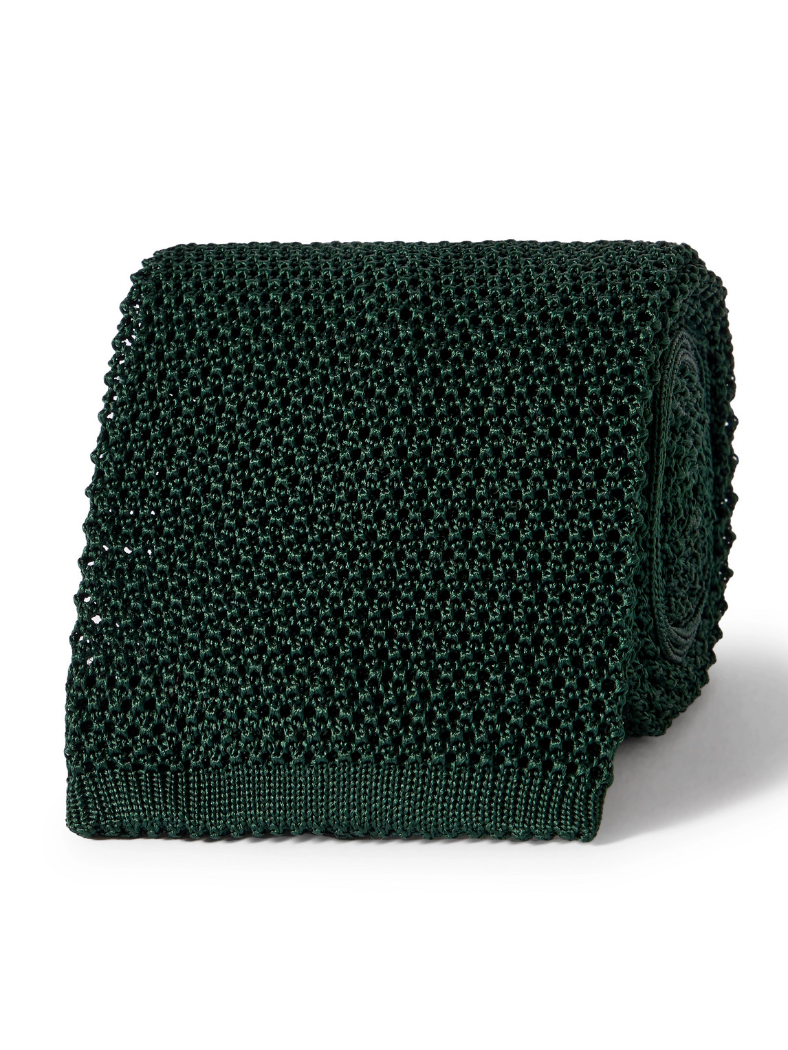 Rubinacci 8cm Knitted Silk Tie In Green