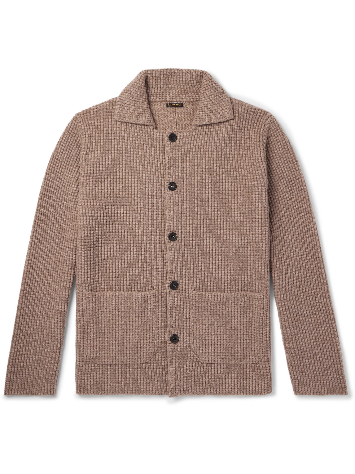 Rubinacci Waffle-knit Cashmere Cardigan In Brown