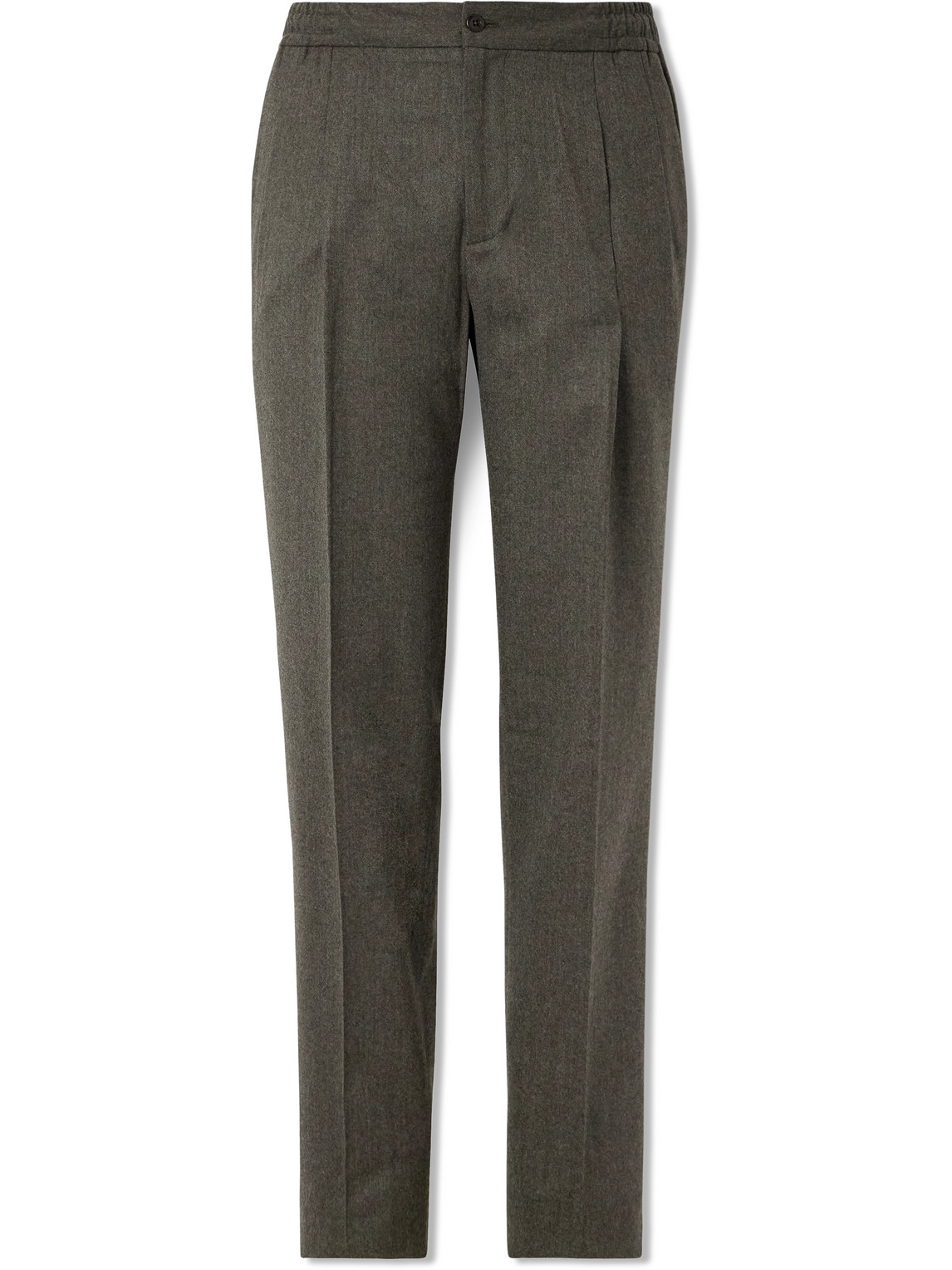 Straight-Leg Pleated Wool-Flannel Trousers