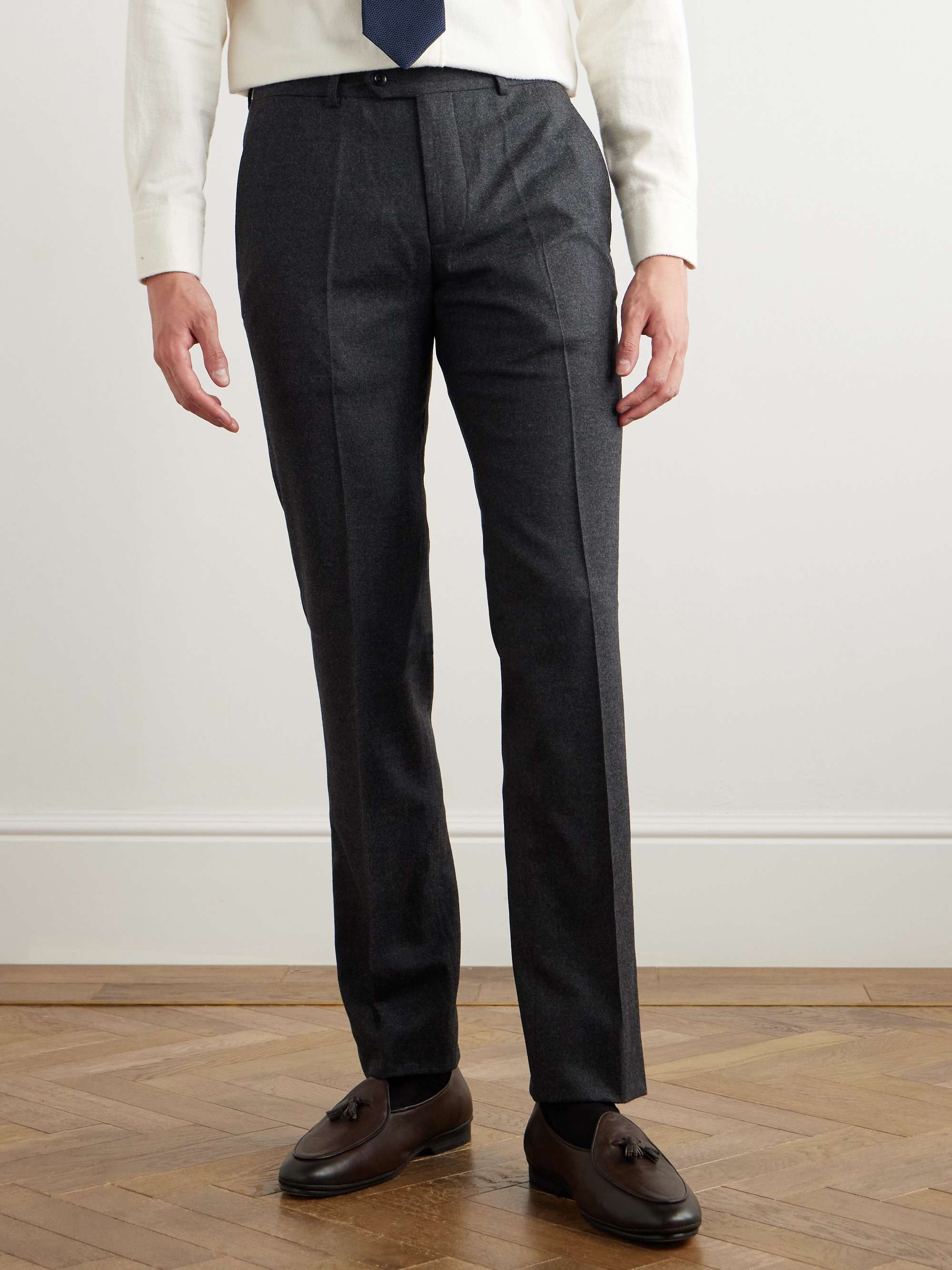 RUBINACCI Luca Slim-Fit Tapered Wool-Flannel Trousers
