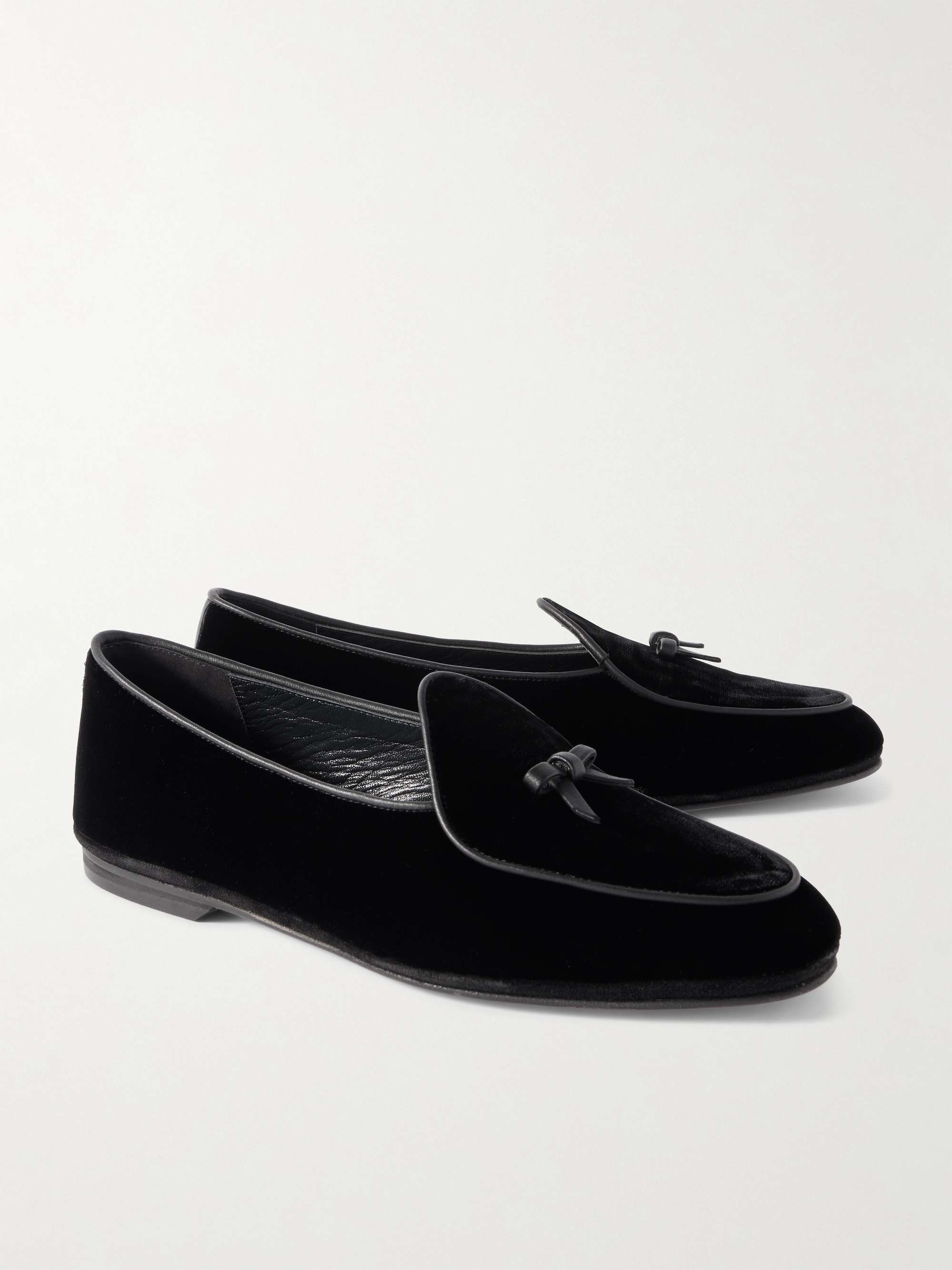 RUBINACCI Marphy Leather-Trimmed Velvet Tasselled Loafers