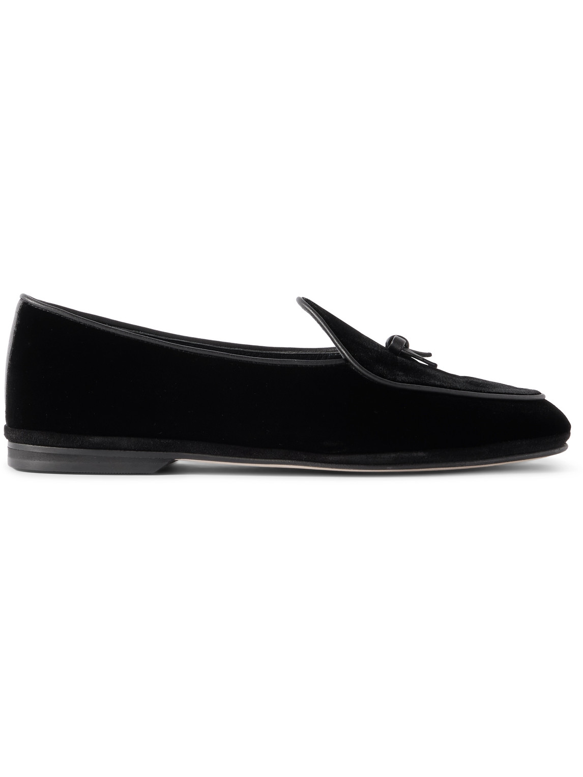 Marphy Bow-Embellished Leather-Trimmed Velvet Loafers