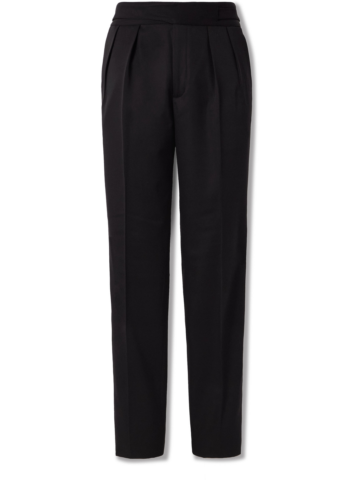 RUBINACCI MANNY STRAIGHT-LEG PLEATED WOOL TUXEDO TROUSERS