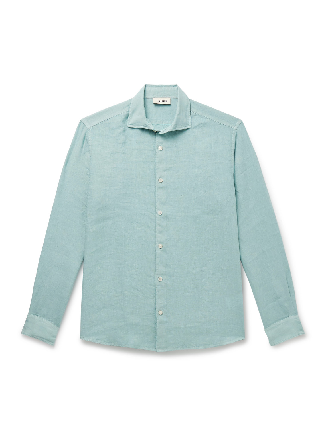 Altea Mercer Slim-fit Garment-dyed Linen Shirt In Blue