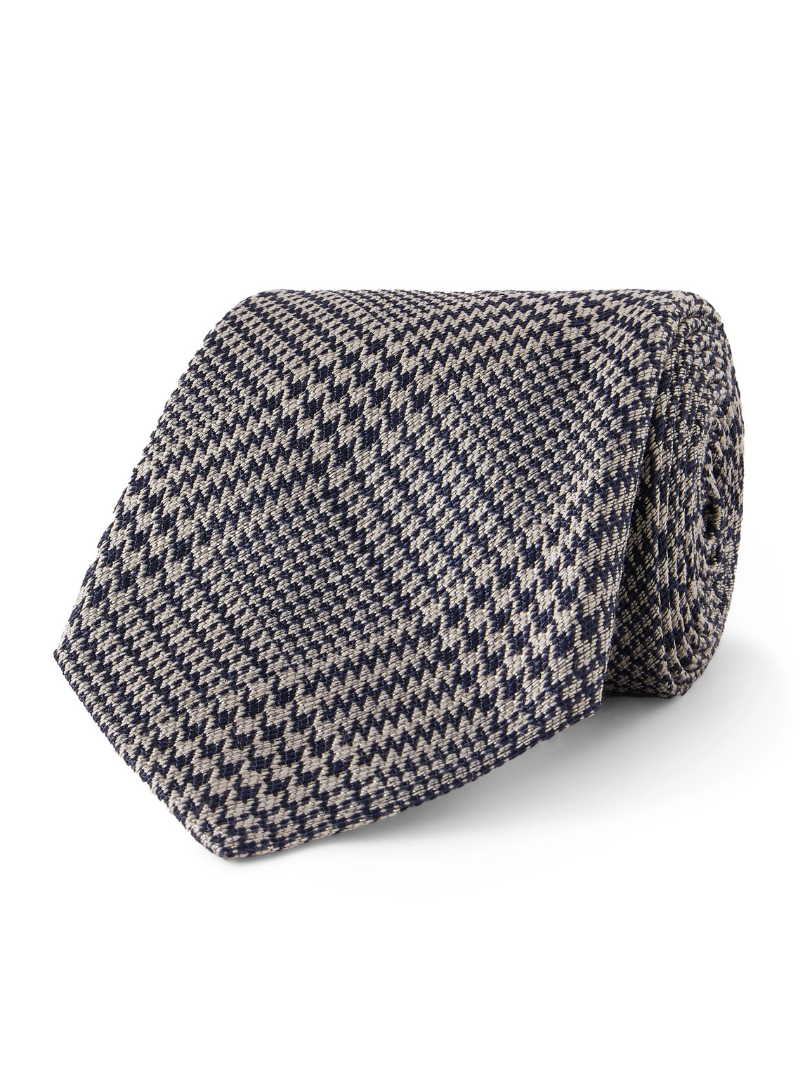Anderson & Sheppard 9cm Checked Silk And Wool-blend Tie In Blue