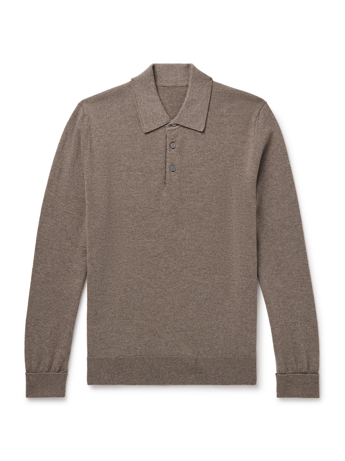 Anderson & Sheppard Wool And Cashmere-blend Polo Shirt In Brown