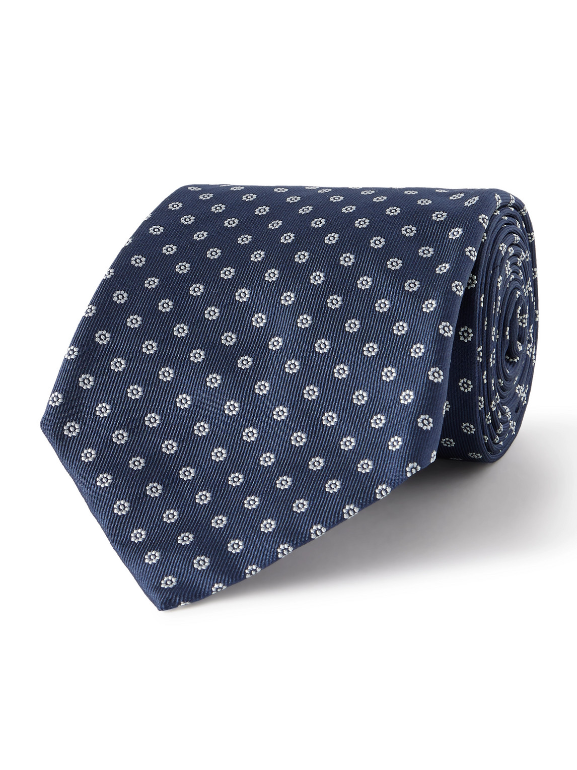 Anderson & Sheppard 9cm Floral Silk-jacquard Tie In Blue