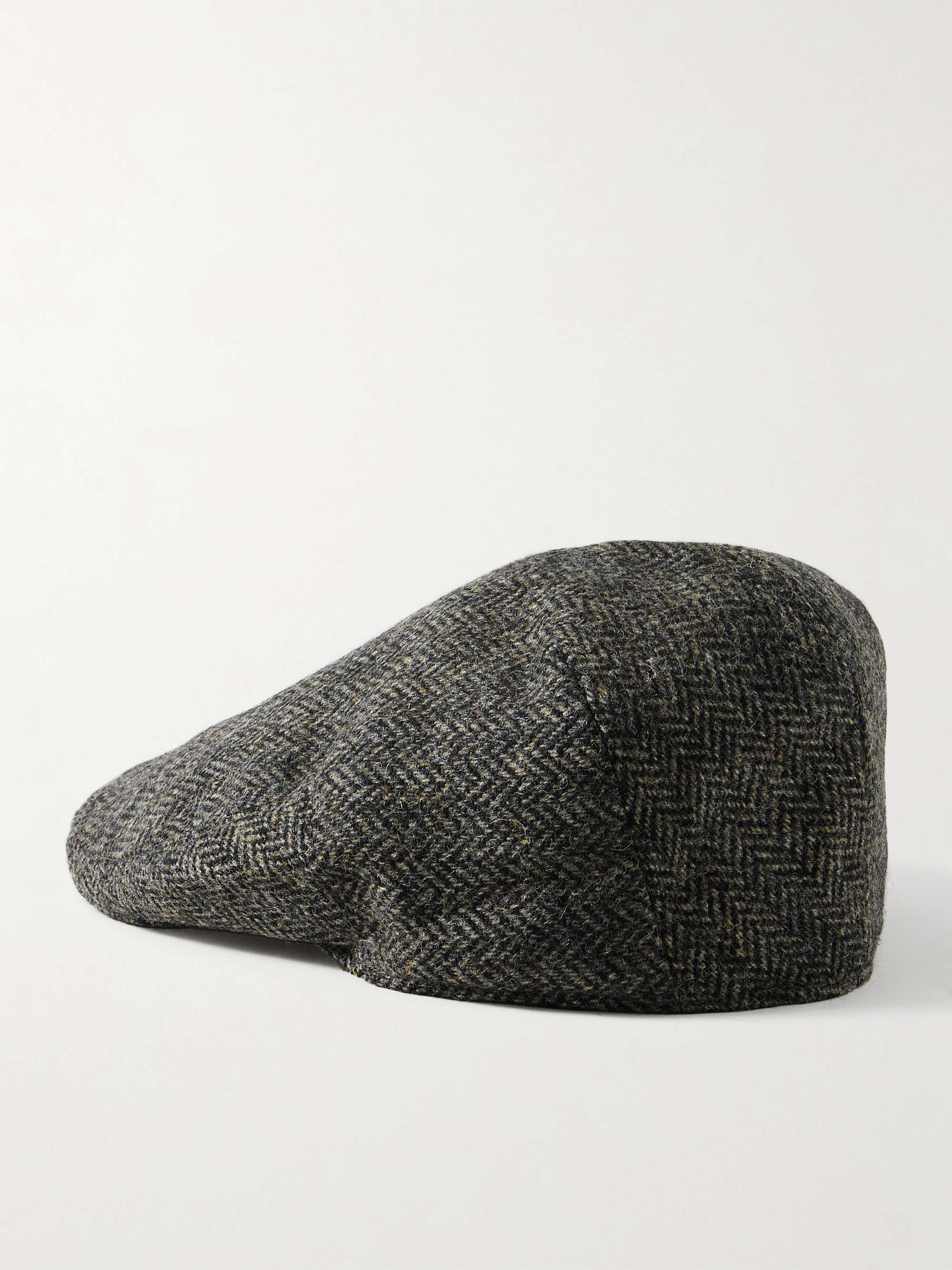 ANDERSON & SHEPPARD Herringbone Wool-Tweed Flat Cap