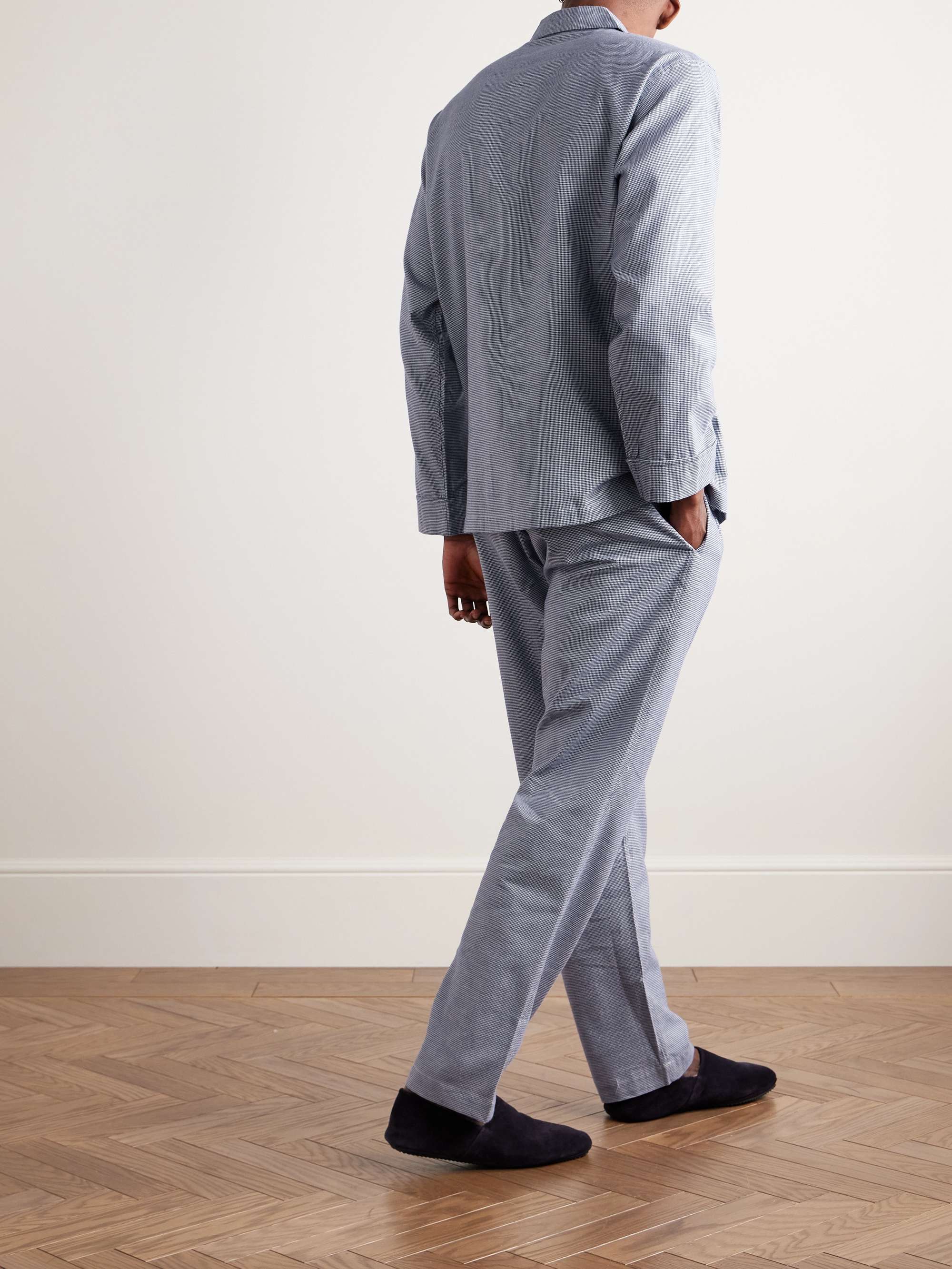 ANDERSON & SHEPPARD Pigiama in cotone spazzolato micro pied-de-poule
