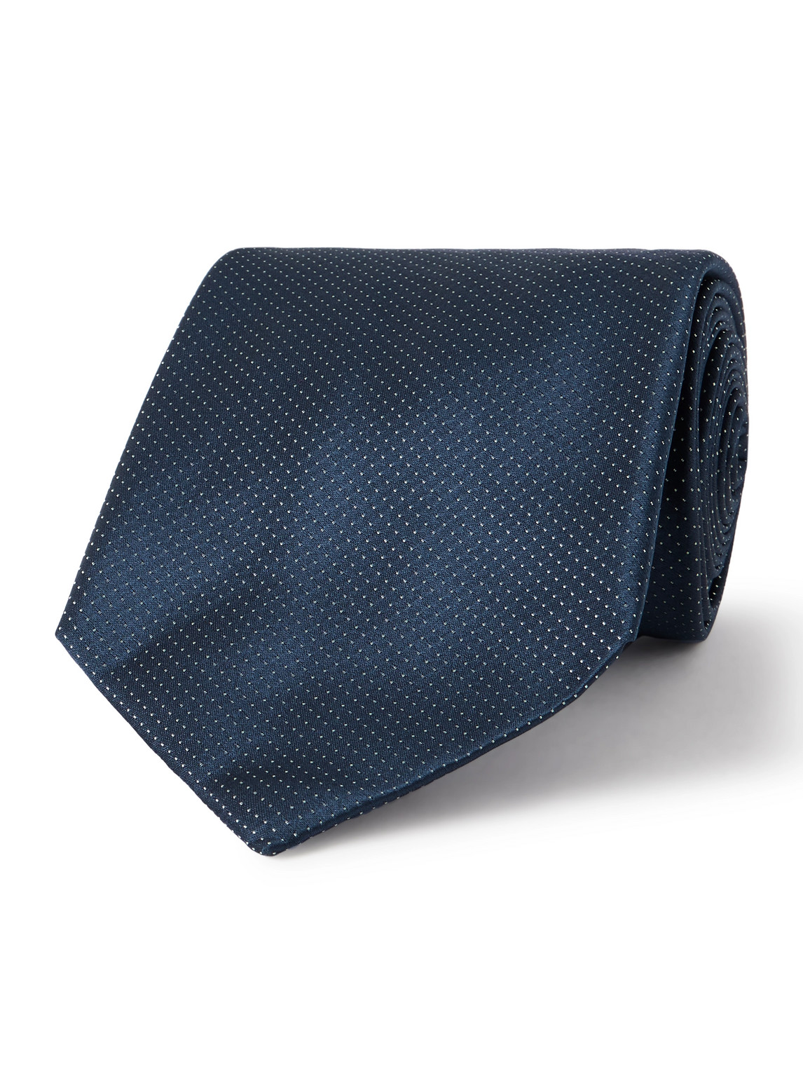 Anderson & Sheppard 9cm Pin-dot Silk-jacquard Tie In Blue