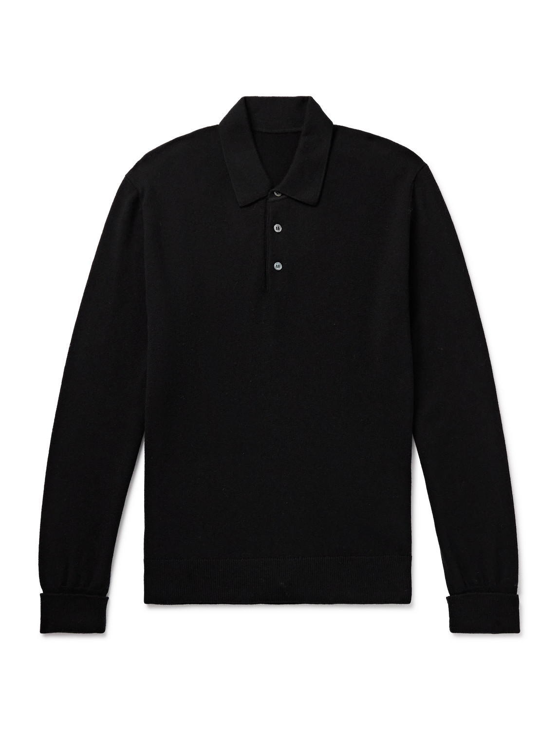 Anderson & Sheppard Wool And Cashmere-blend Polo Shirt In Black