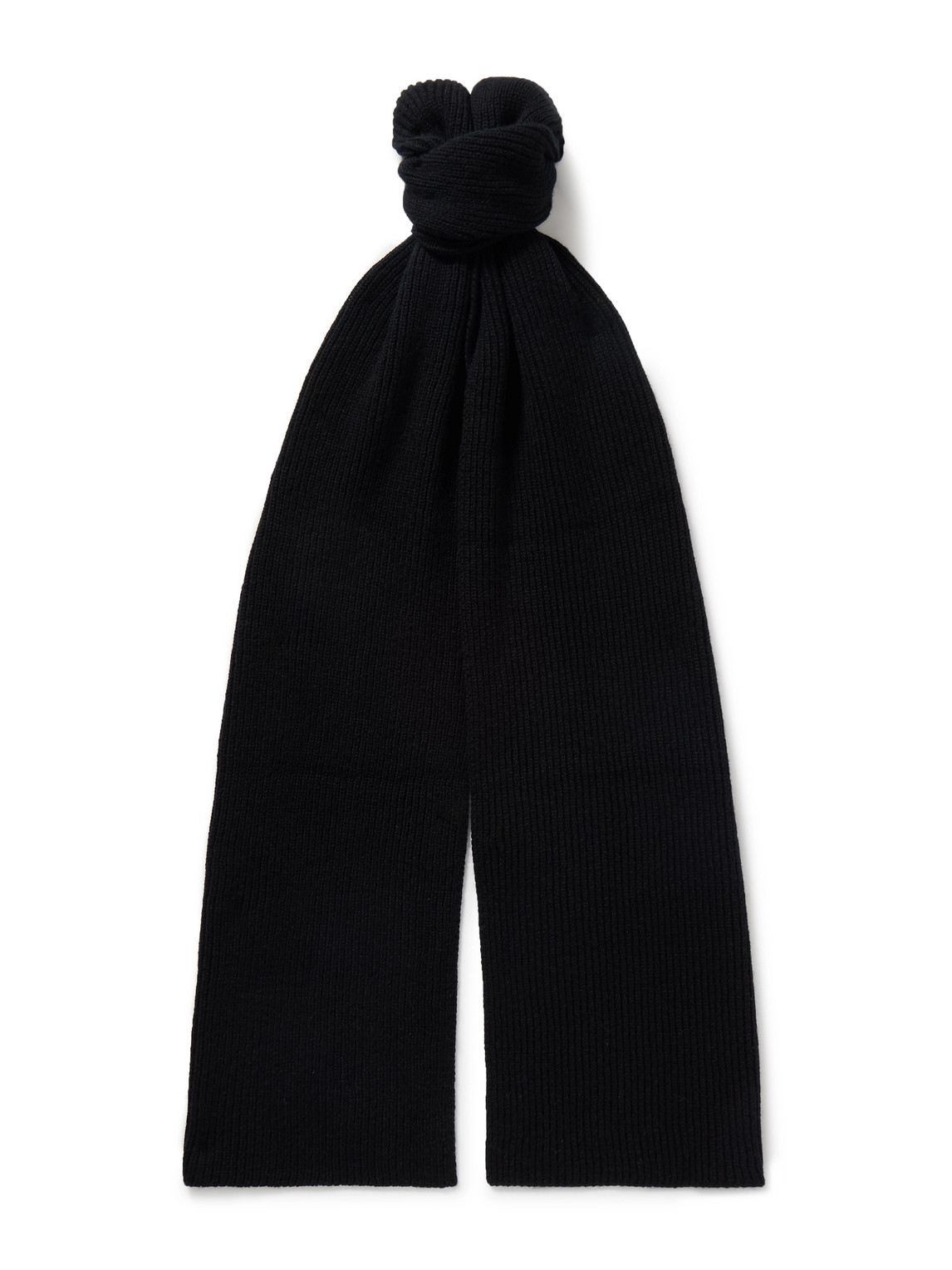 Anderson & Sheppard Ribbed Cashmere Scarf In Black