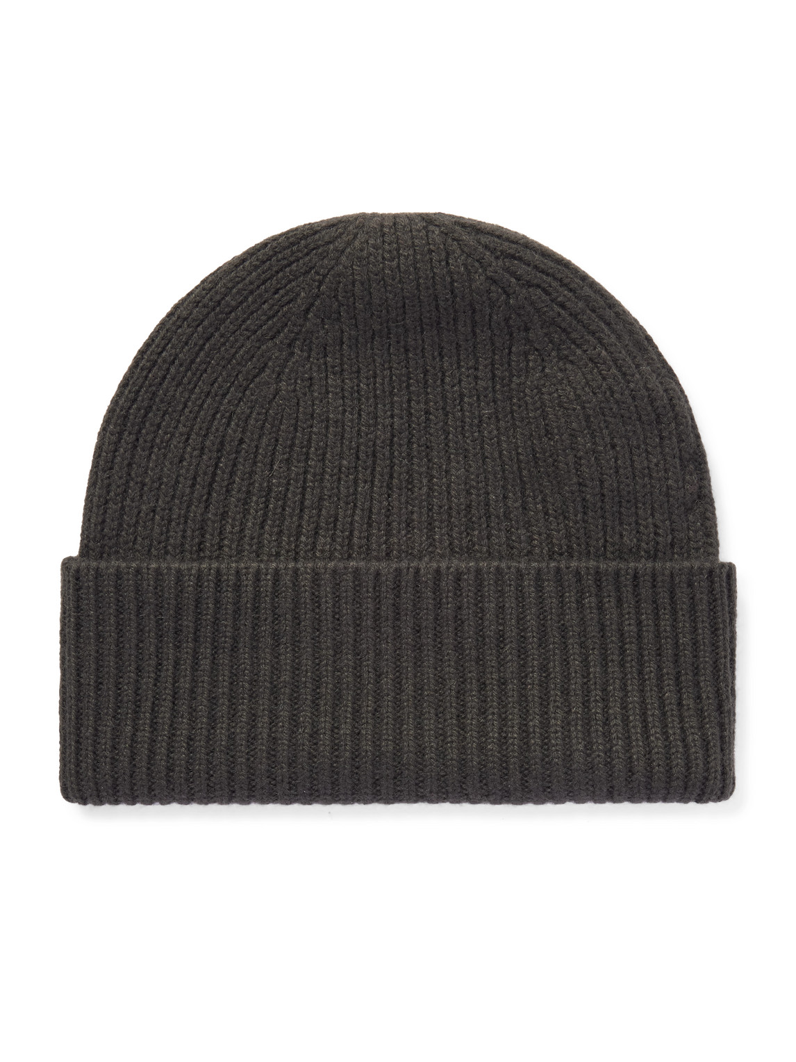 Anderson & Sheppard Ribbed Cashmere Beanie In Green