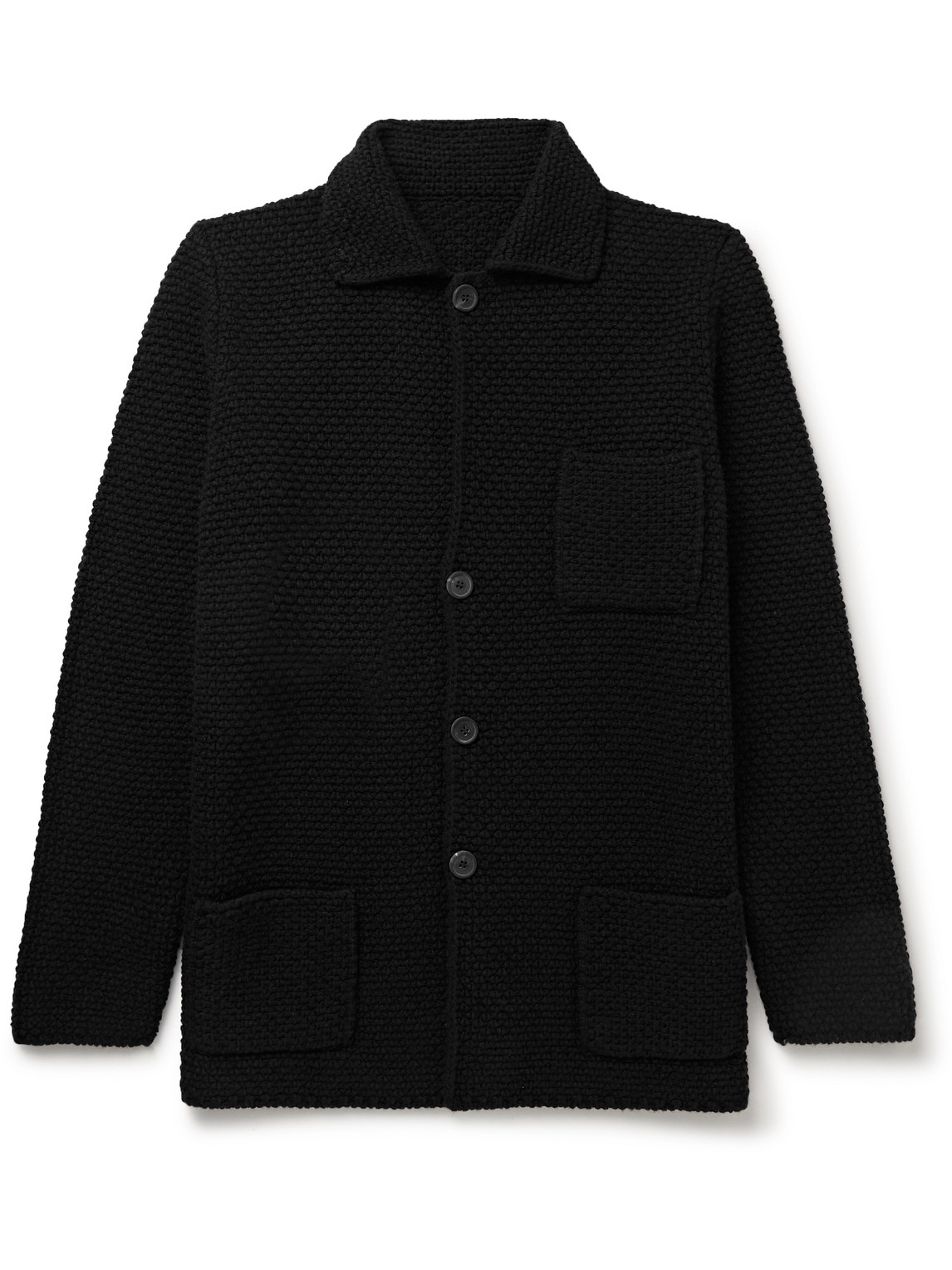 Anderson & Sheppard Merino Wool And Cashmere-blend Cardigan In Black