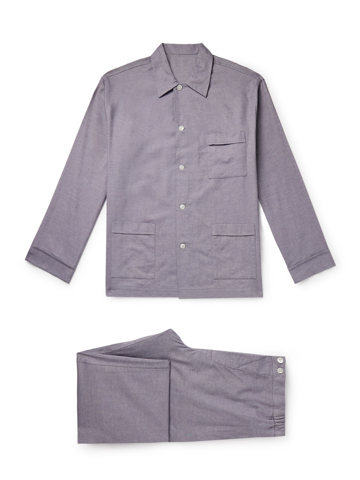 Anderson & Sheppard Brushed-cotton Oxford Pyjama Set In Grey