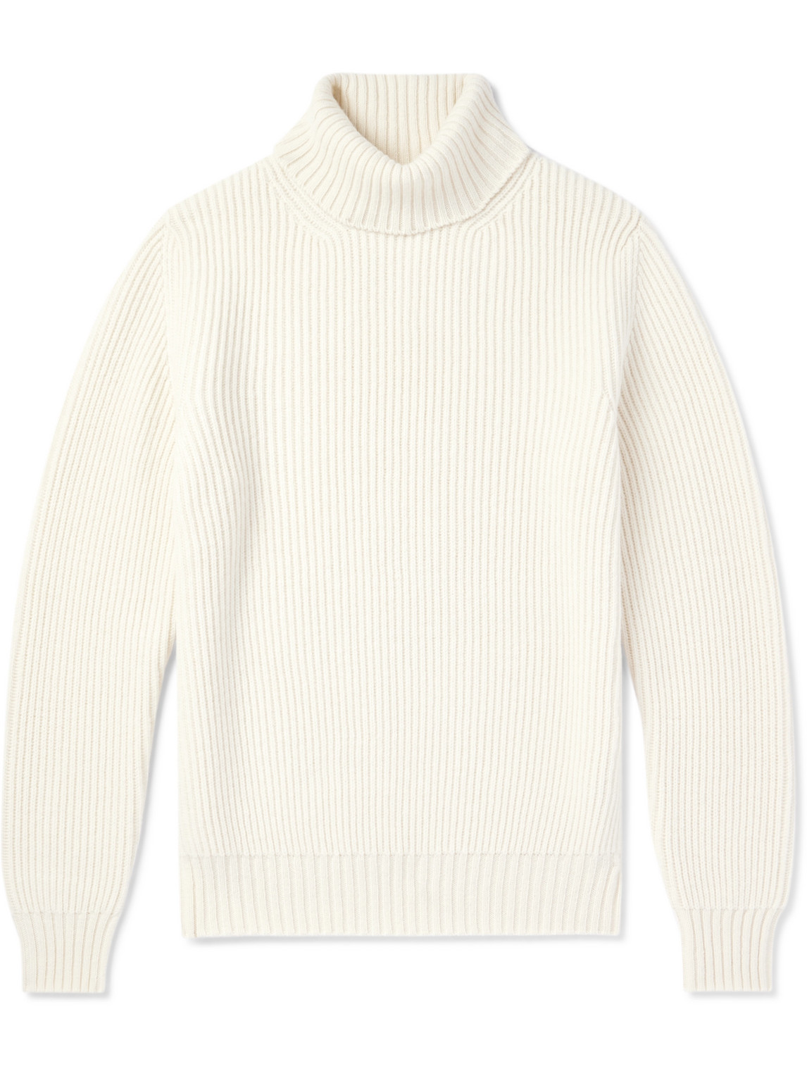Anderson & Sheppard Ribbed Wool And Cashmere-blend Rollneck Sweater In Neutrals