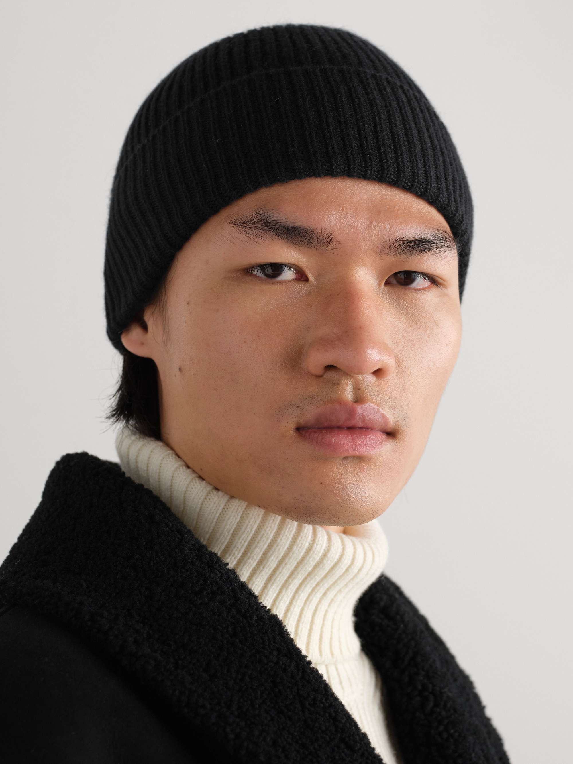 ANDERSON & SHEPPARD Ribbed Mélange Cashmere Beanie