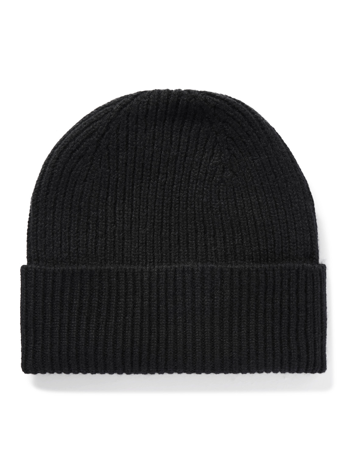 Anderson & Sheppard Ribbed Cashmere Beanie In Black