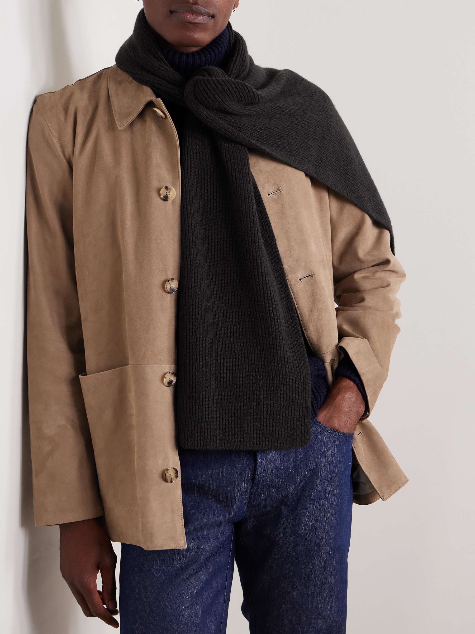ANDERSON & SHEPPARD Ribbed Cashmere Scarf