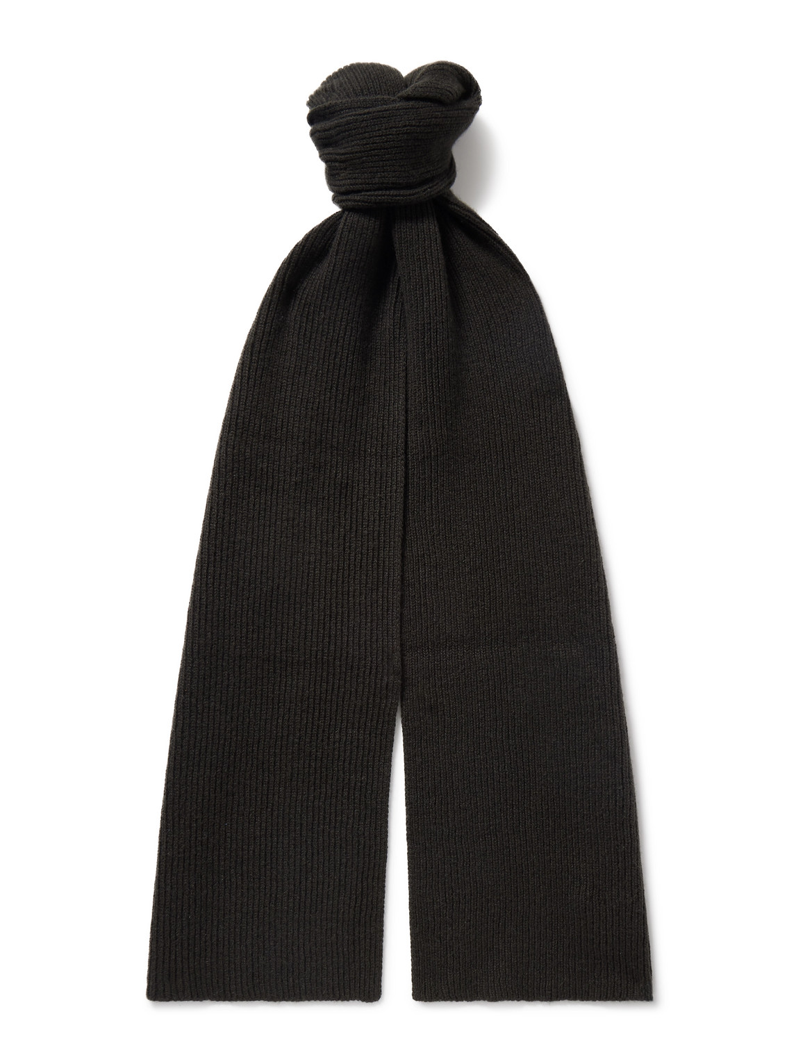 Anderson & Sheppard Ribbed Cashmere Scarf In Green