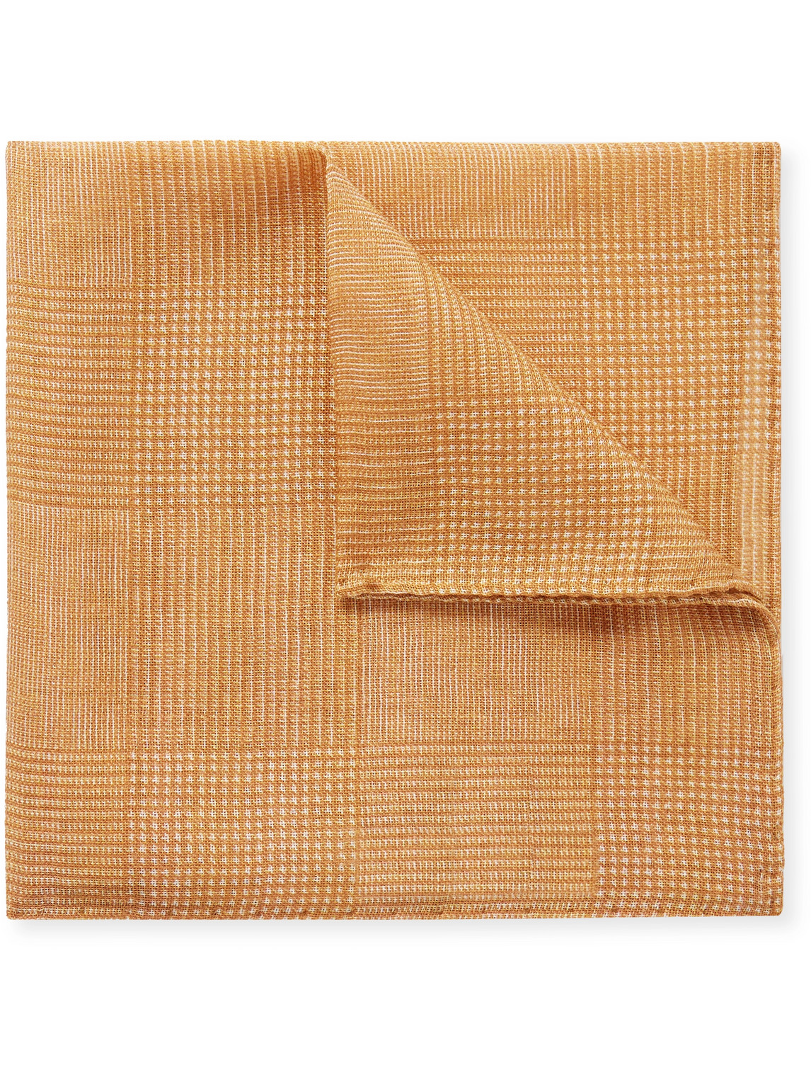 ANDERSON & SHEPPARD PRINCE OF WALES CHECKED WOOL AND SILK-BLEND POCKET SQUARE