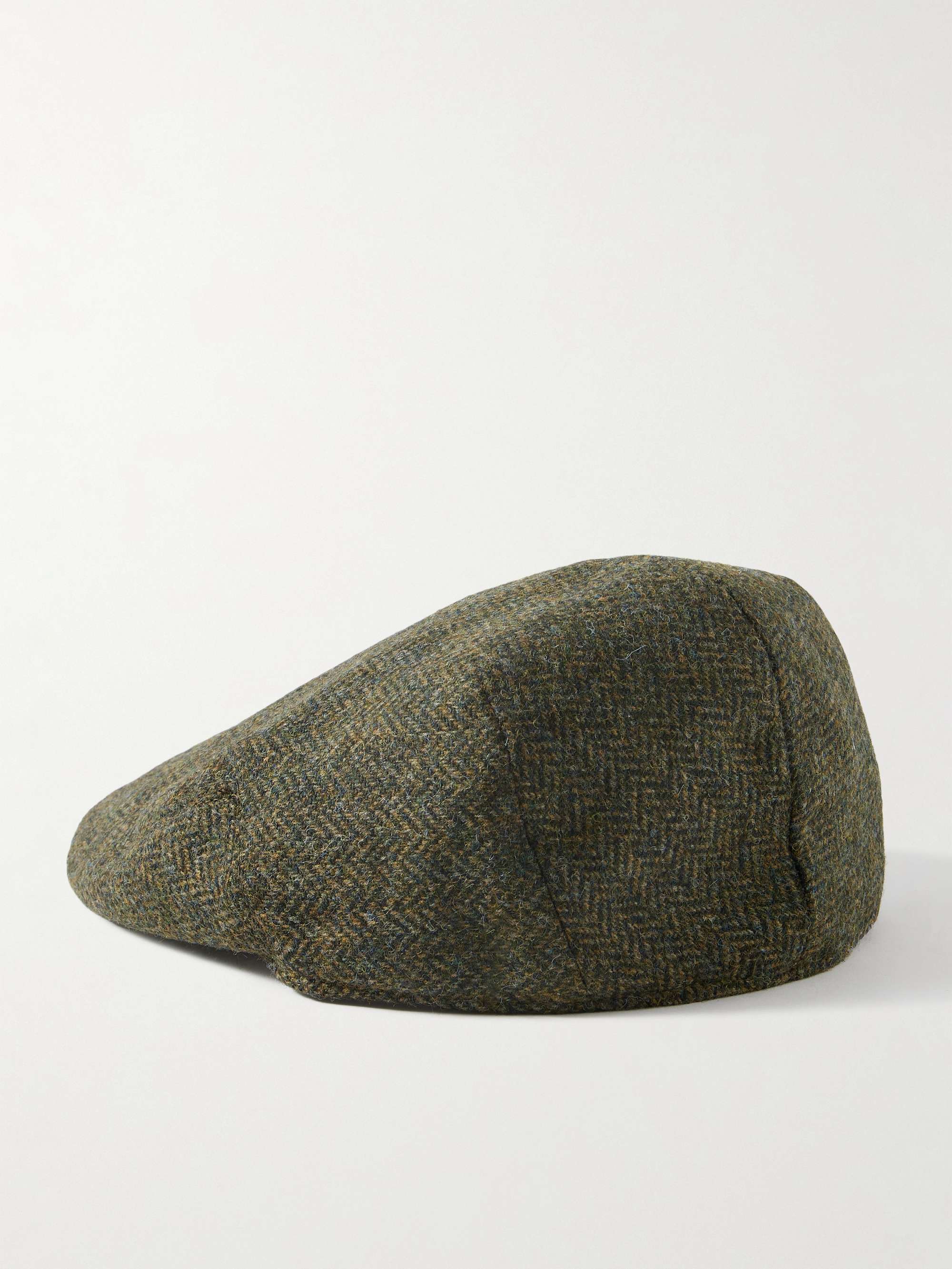 ANDERSON & SHEPPARD Herringbone Wool-Tweed Flat Cap