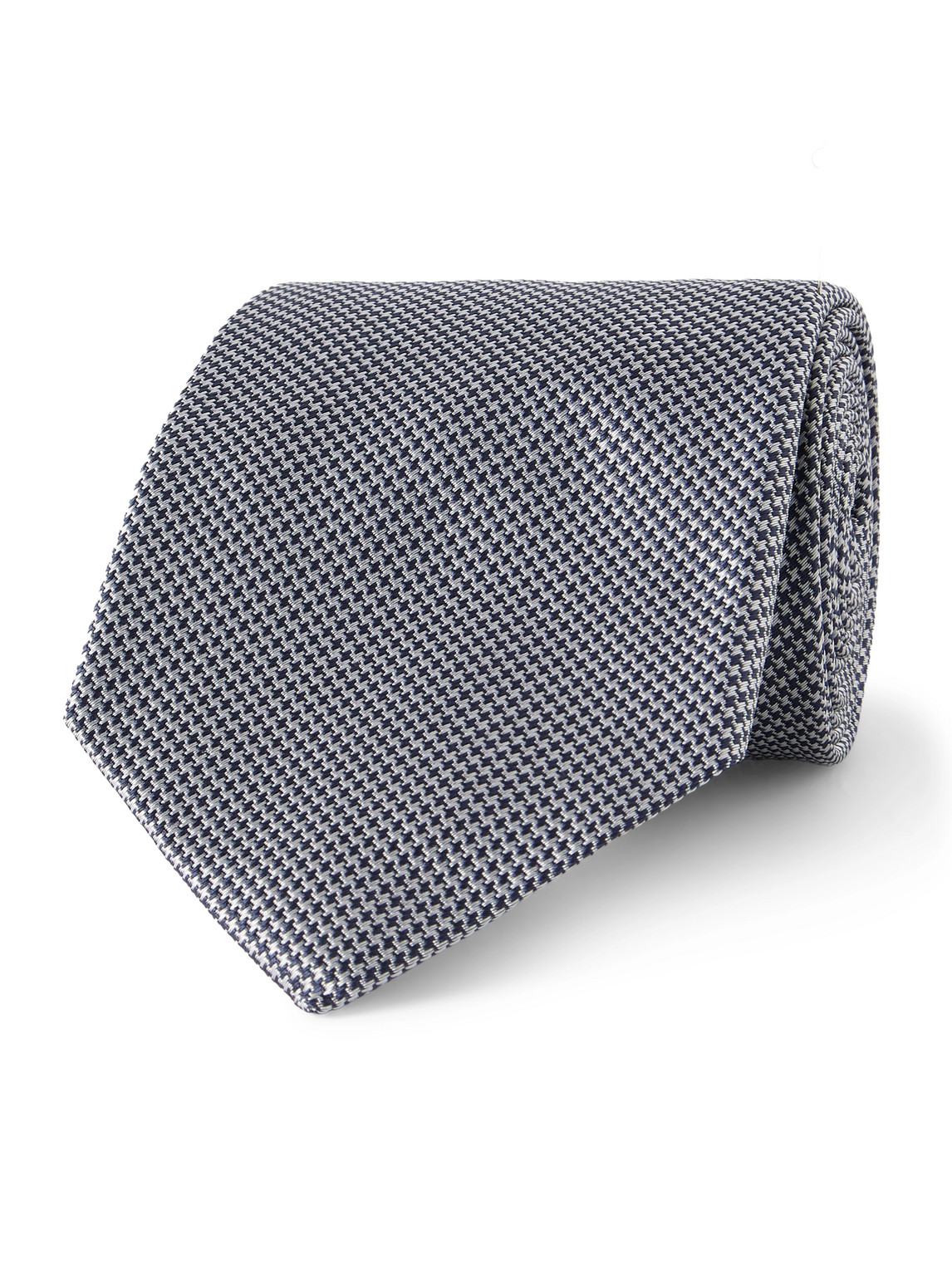 Anderson & Sheppard 9cm Puppytooth Silk-jacquard Tie In Blue