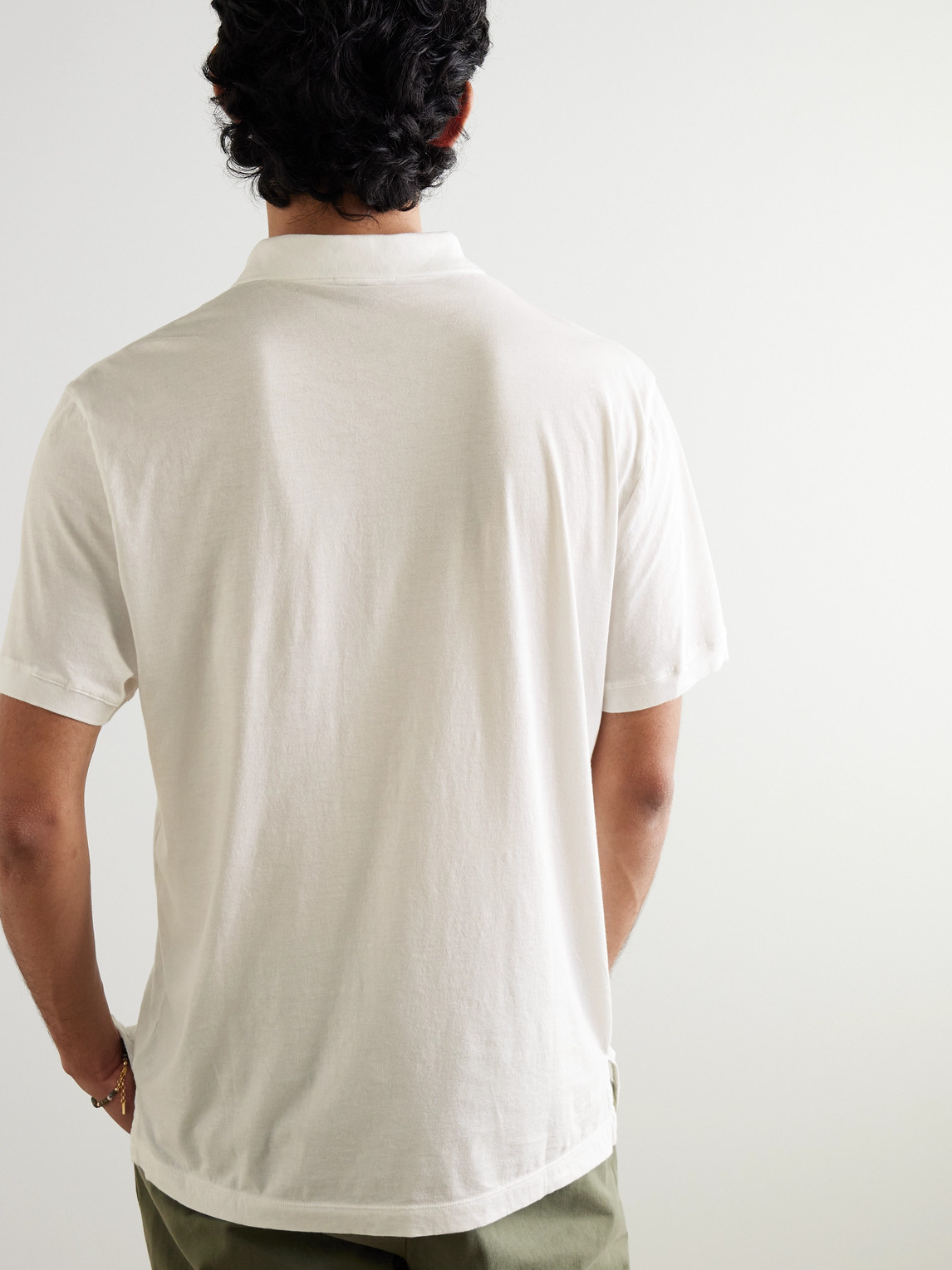 Shop James Perse Luxe Lotus Cotton-jersey Polo Shirt In White